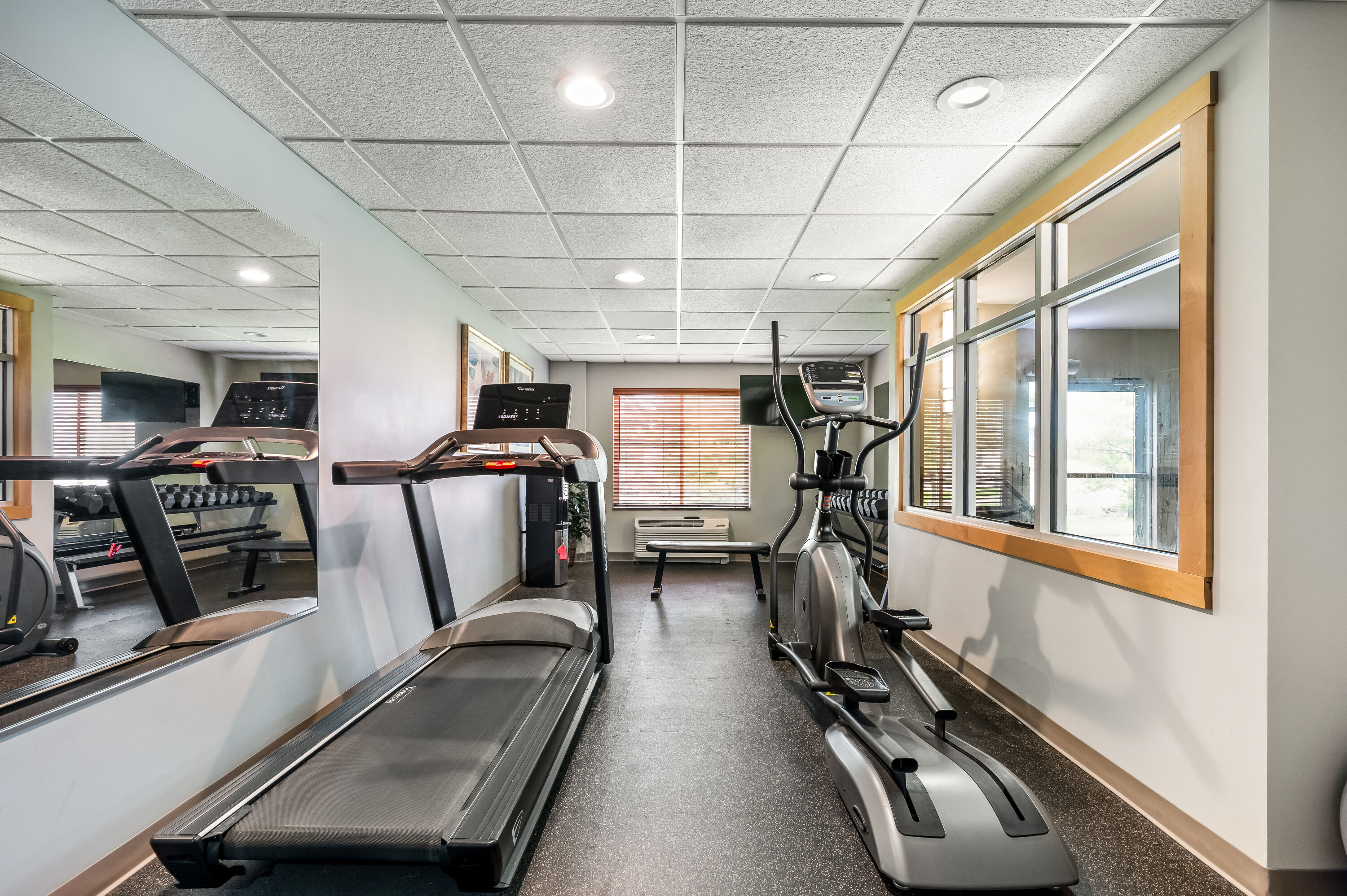 Fitness room at AmericInn by Wyndham Fairfield in Fairfield, Iowa