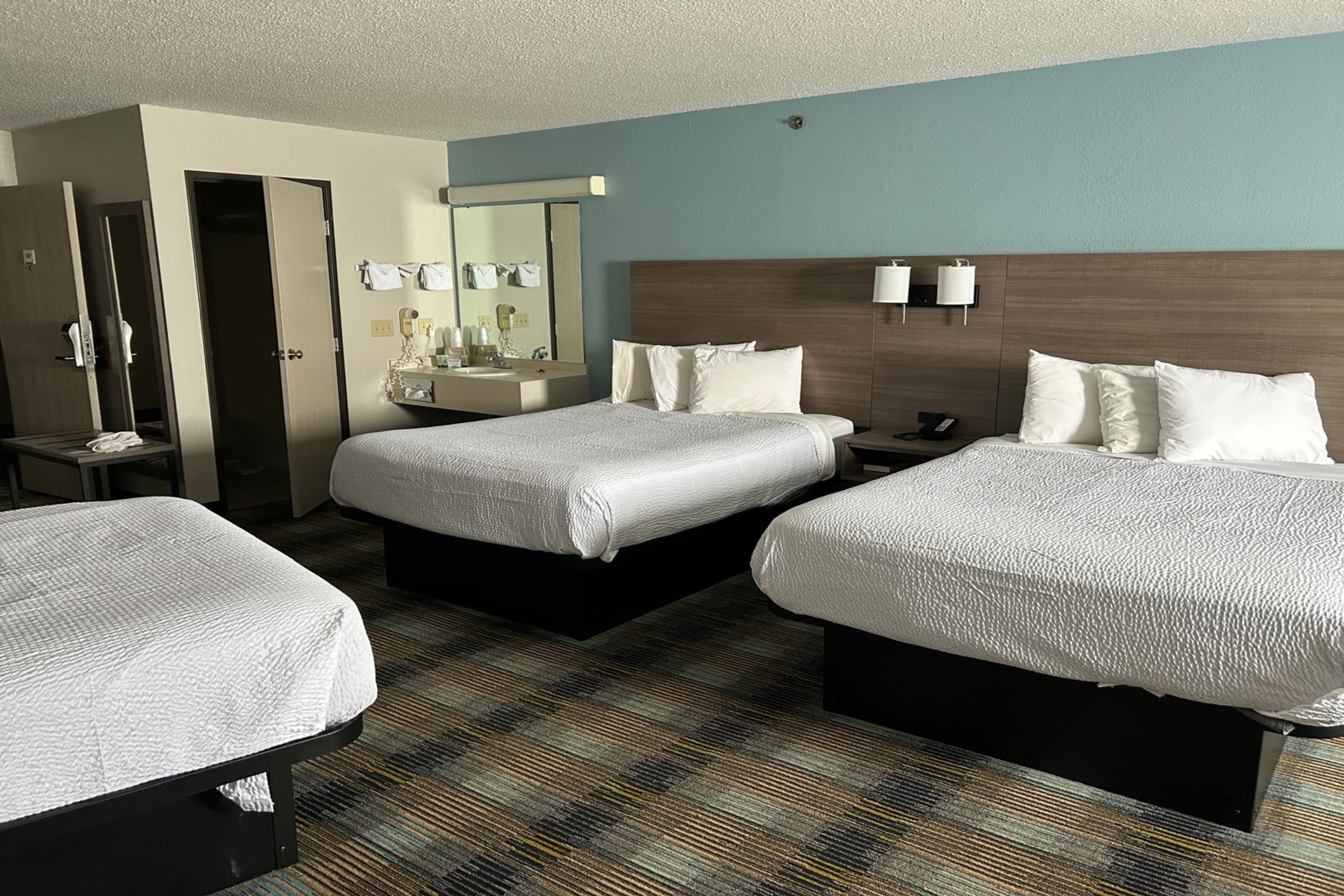 Guest room at the AmericInn by Wyndham Saint Ignace in Saint Ignace, Michigan