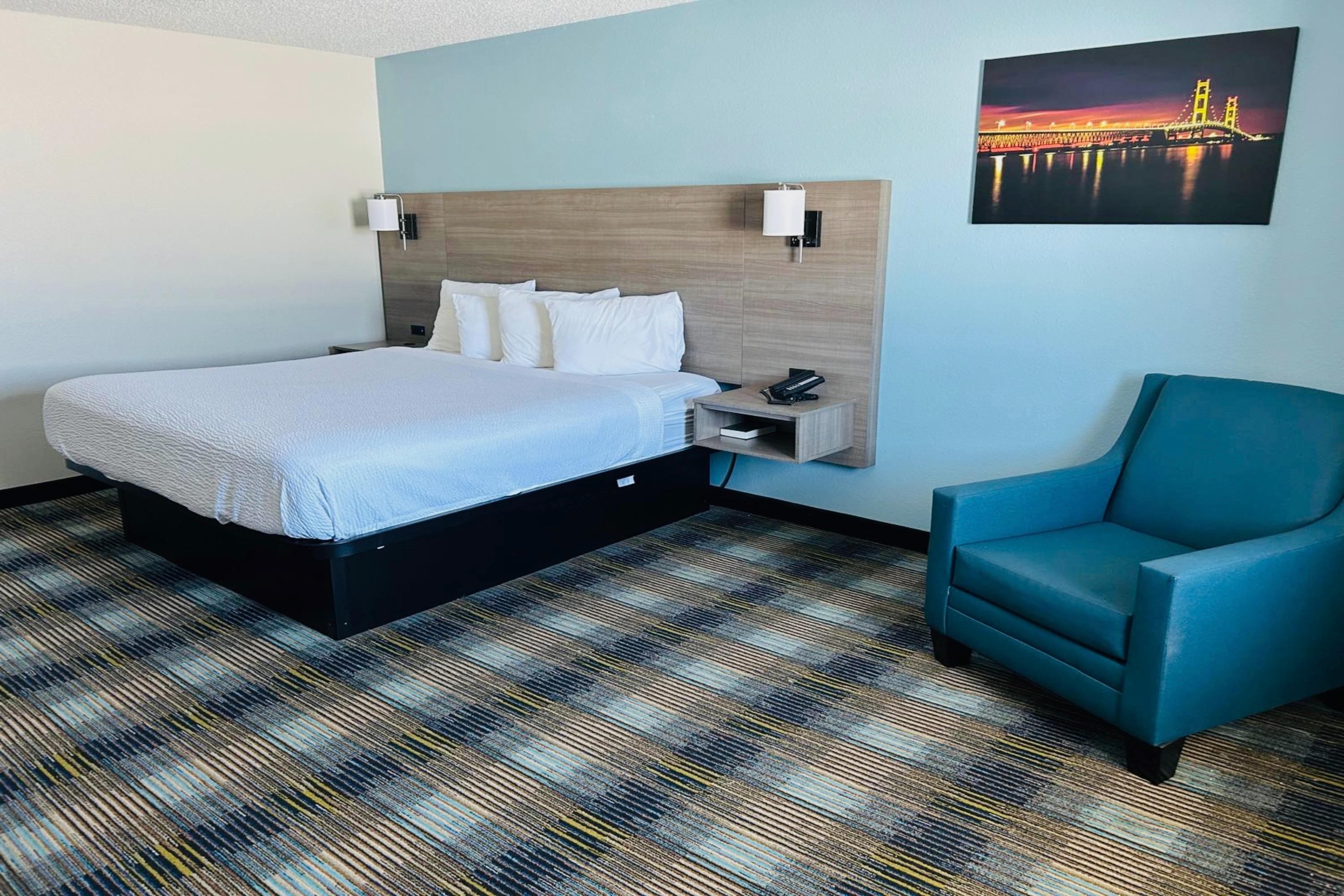 Guest room at the AmericInn by Wyndham Saint Ignace in Saint Ignace, Michigan