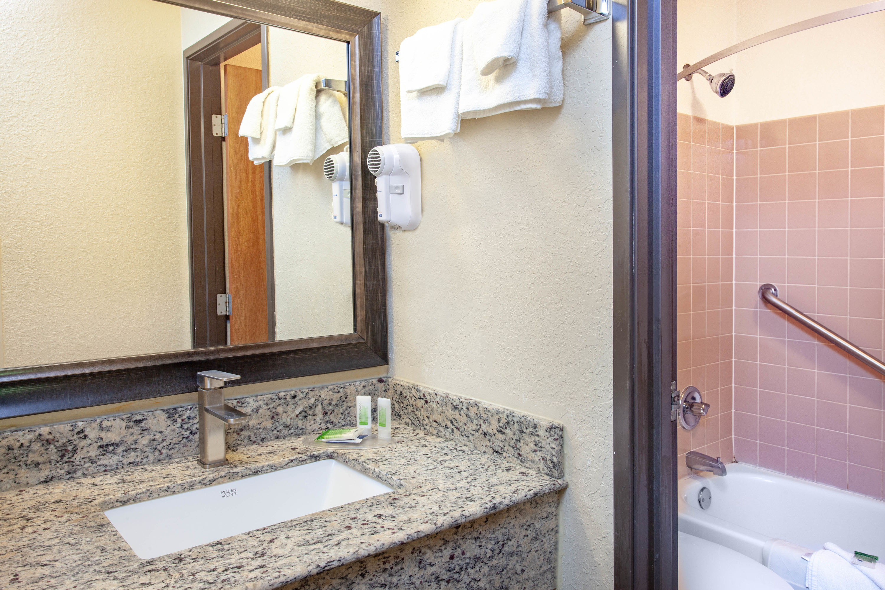 Guest room bath at the AmericInn by Wyndham Cloquet in Cloquet, Minnesota