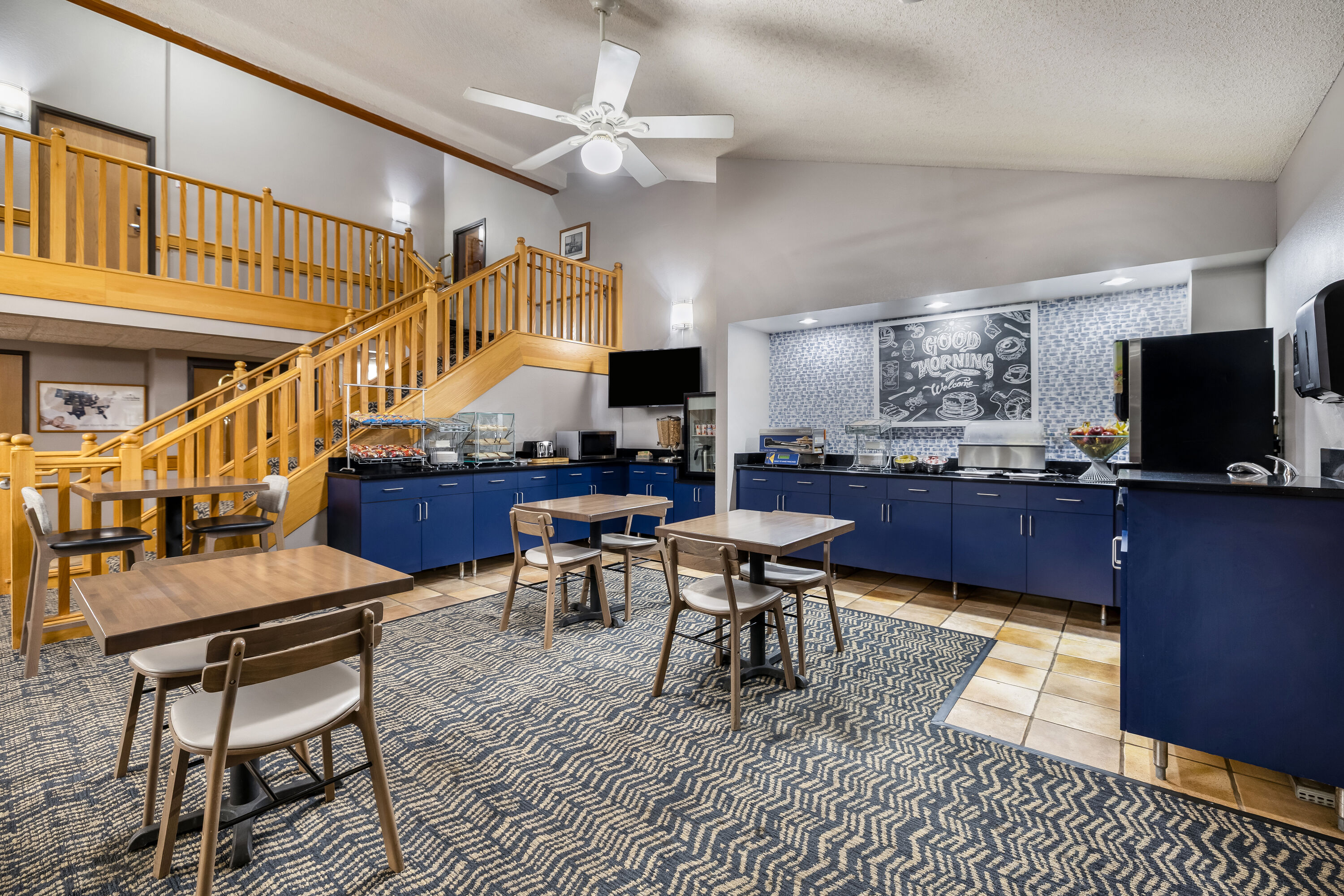 AmericInn by Wyndham Stillwater restaurant breakfast area with seating in Oak Park Heights, Minnesota