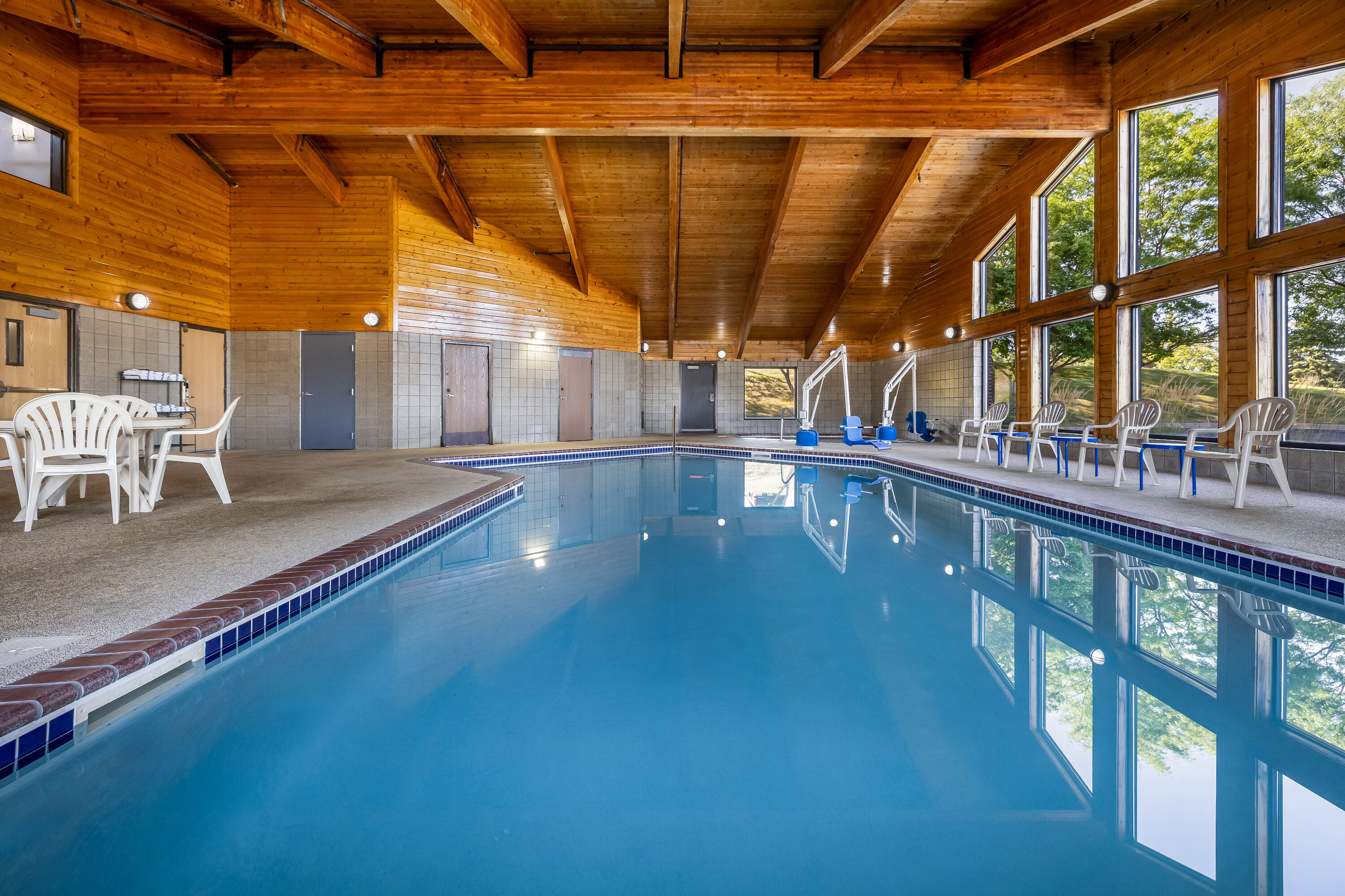 Indoor pool at the AmericInn by Wyndham Stillwater in Oak Park Heights, Minnesota