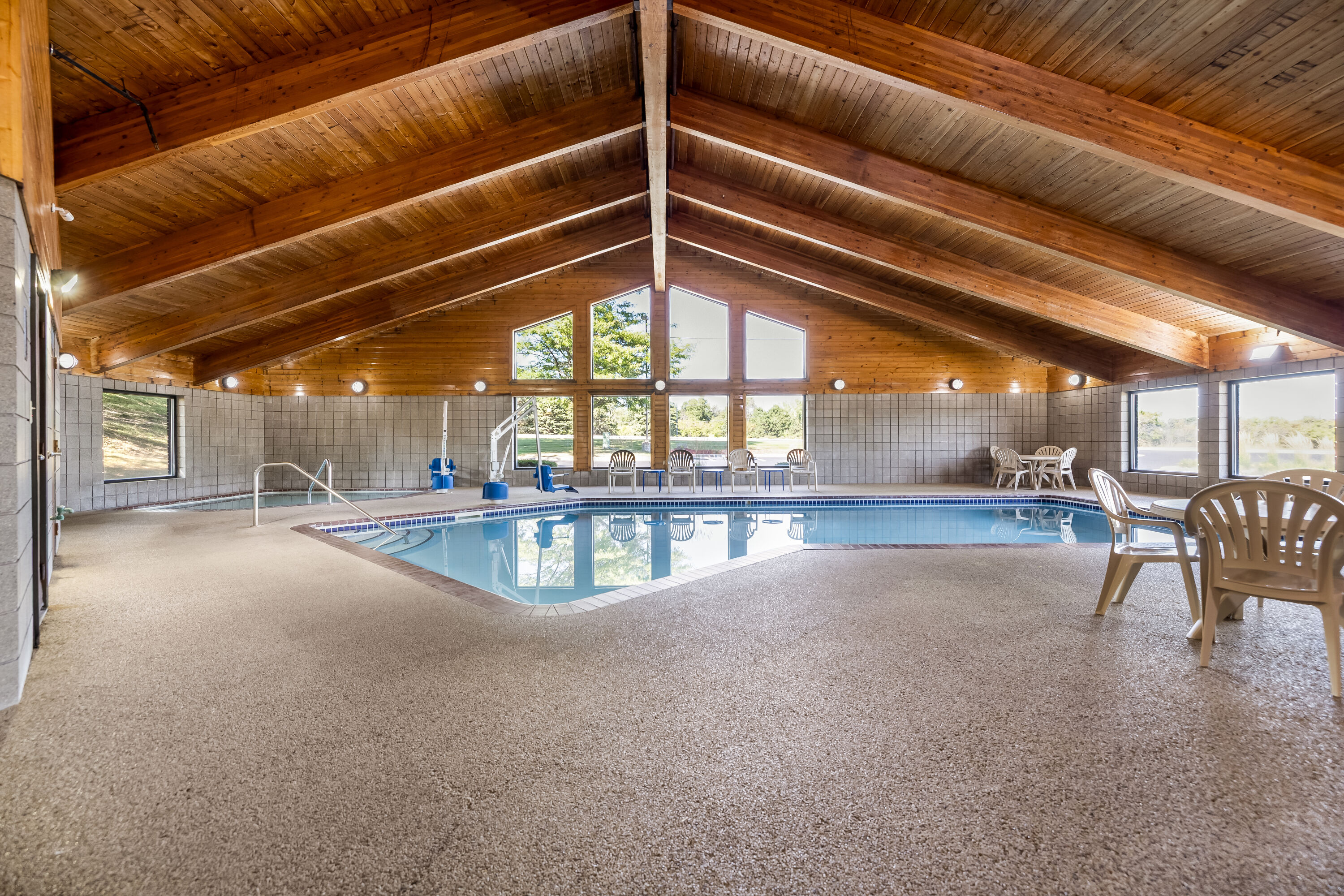 Indoor pool at the AmericInn by Wyndham Stillwater in Oak Park Heights, Minnesota