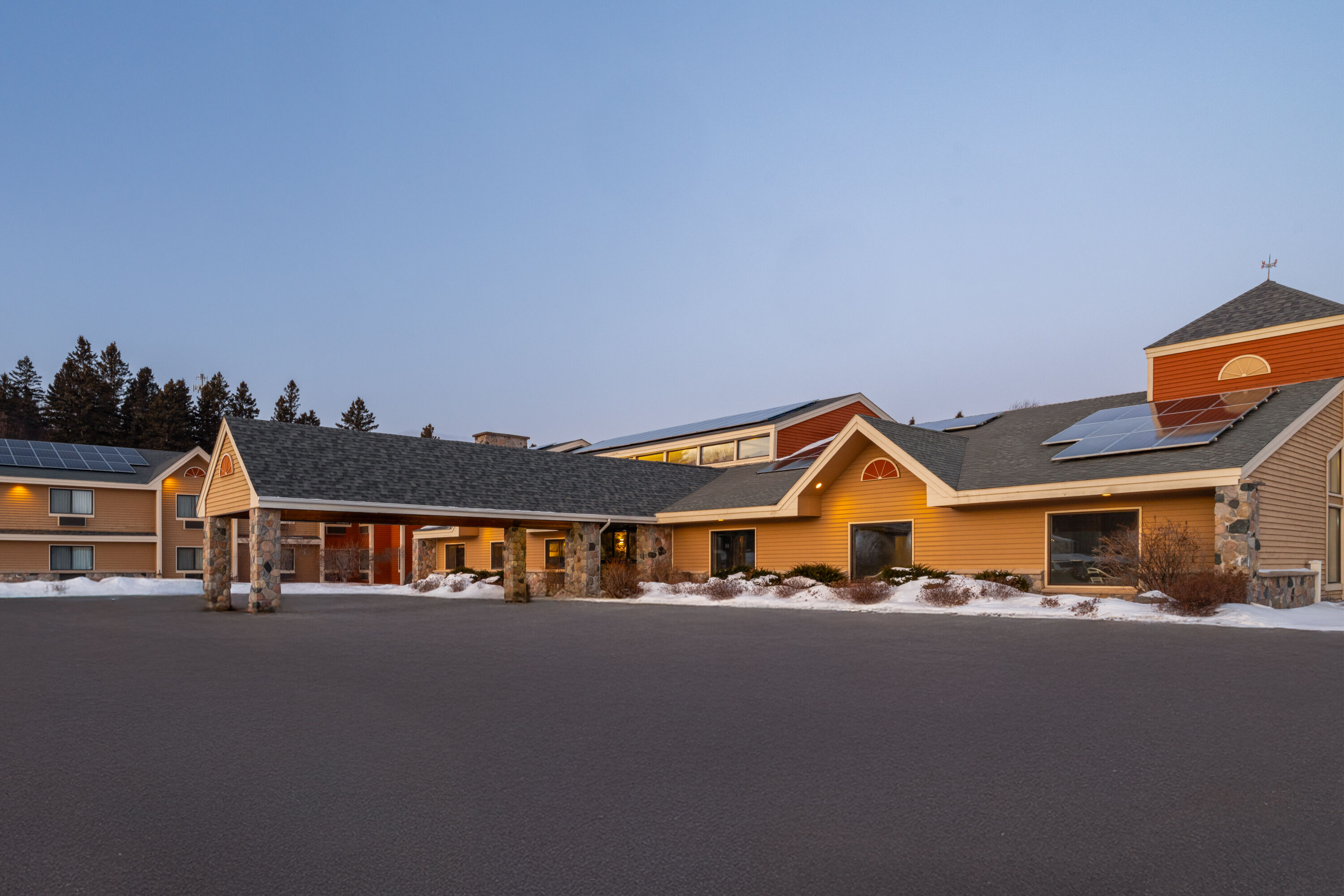 Exterior Dusk Image of AmericInn by Wyndham Tofte Near Lake Superior hotel in Tofte, Minnesota
