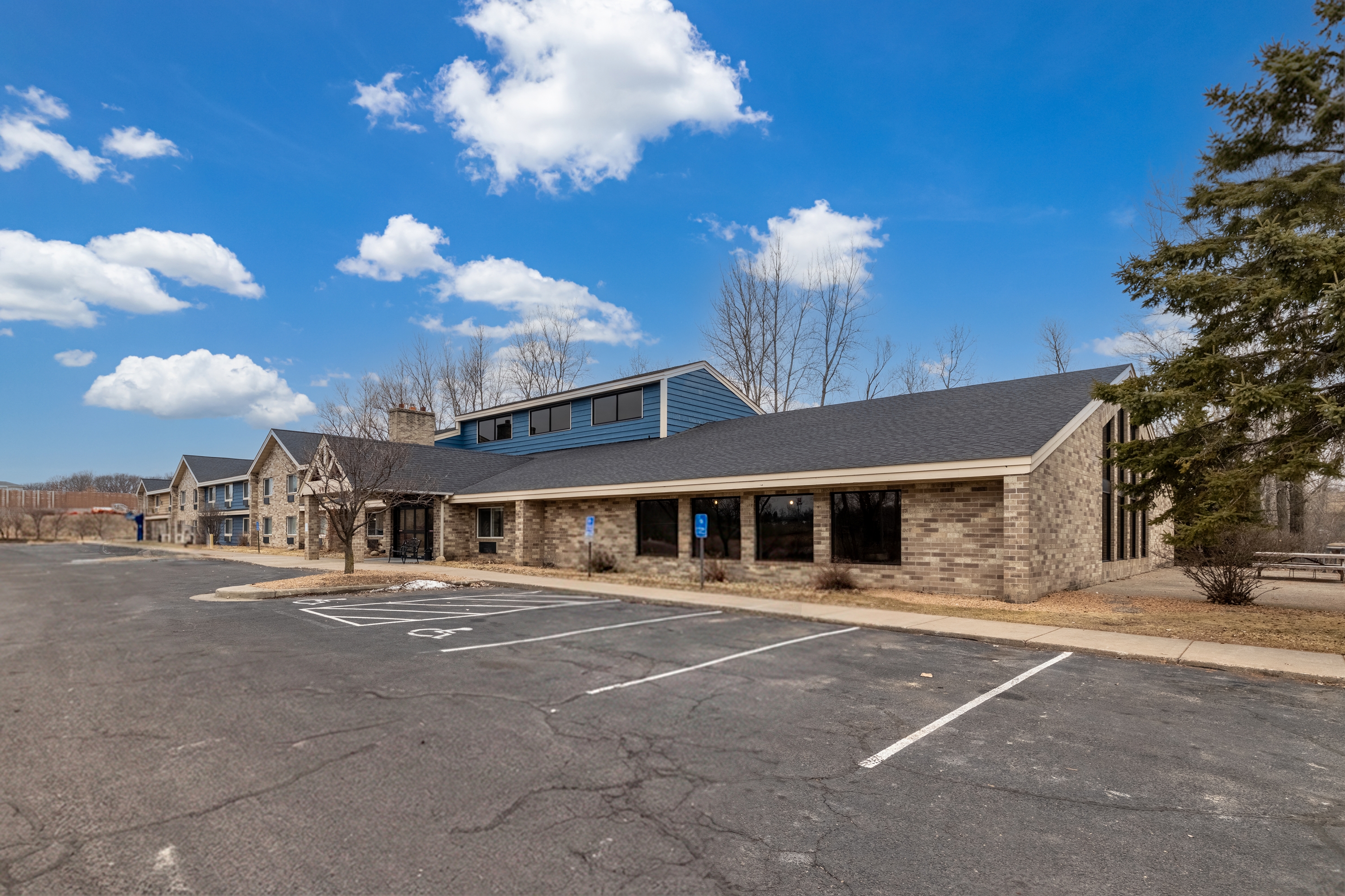 Exterior of AmericInn by Wyndham White Bear Lake St. Paul hotel in White Bear Lake, Minnesota