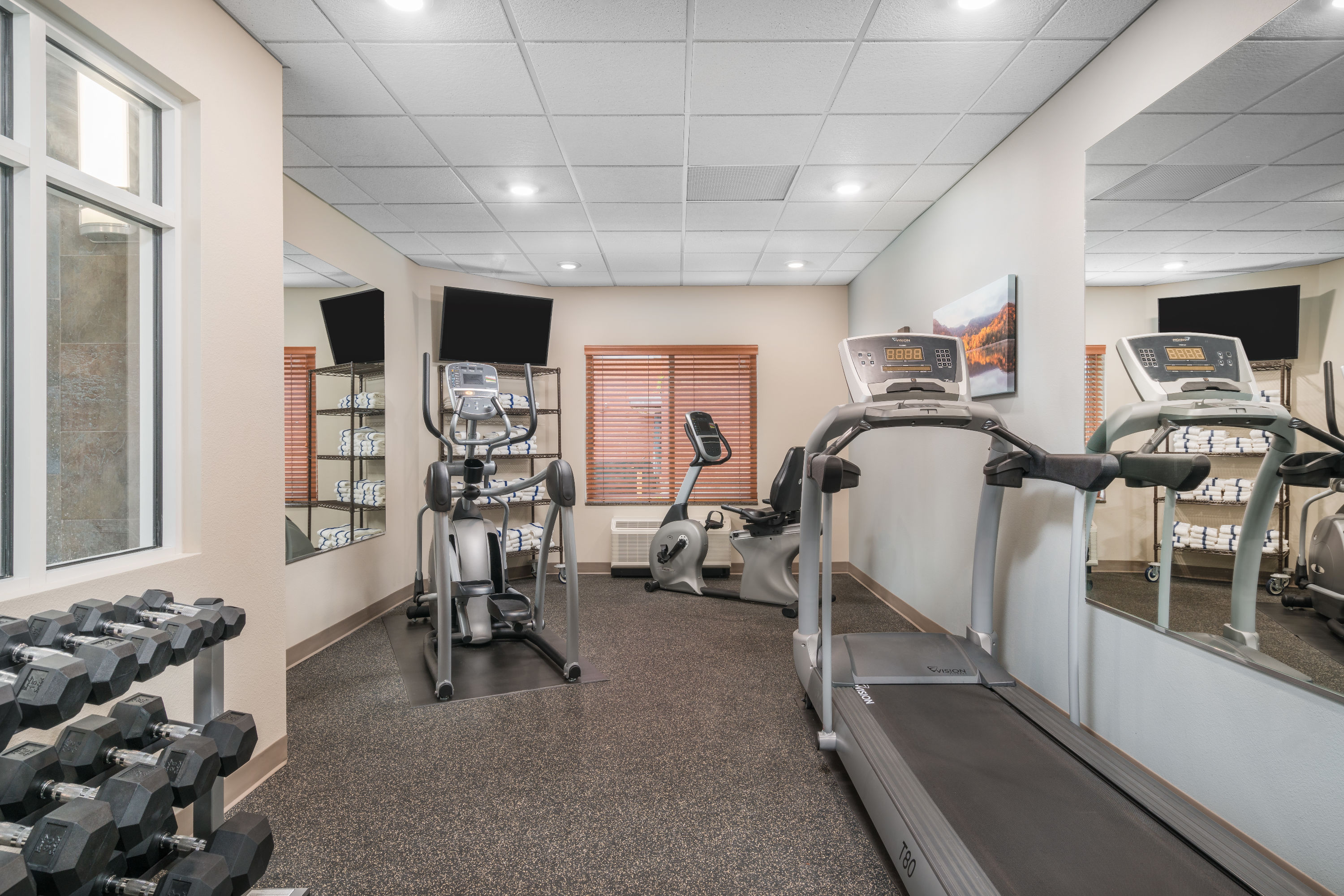 Fitness room at AmericInn by Wyndham Winona in Winona, Minnesota