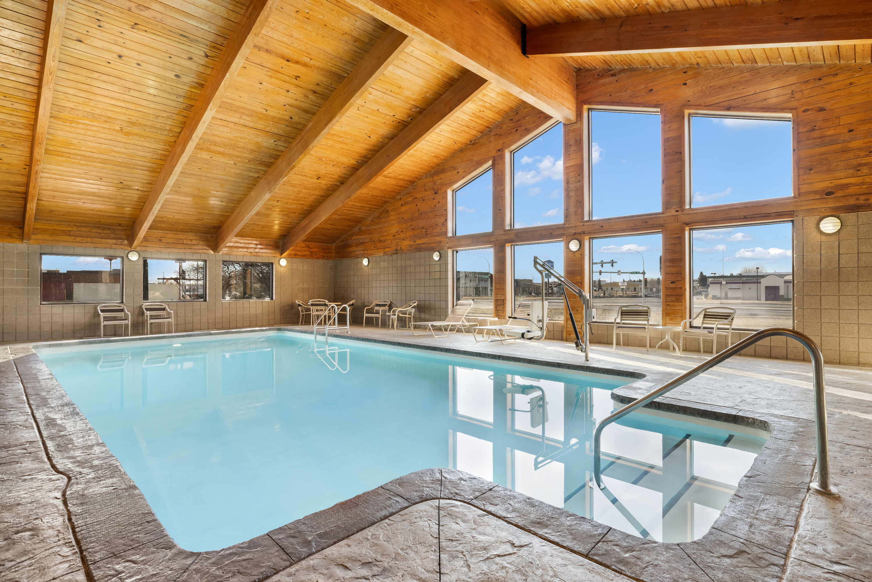 Indoor pool at the AmericInn by Wyndham Bismarck in Bismarck, North Dakota