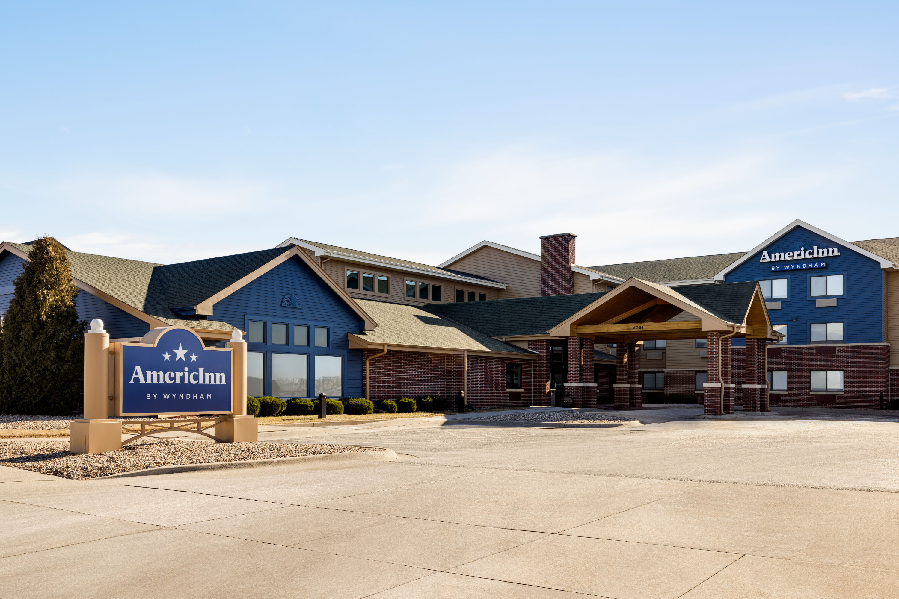 Exterior of AmericInn by Wyndham Lincoln South hotel in Lincoln, Nebraska