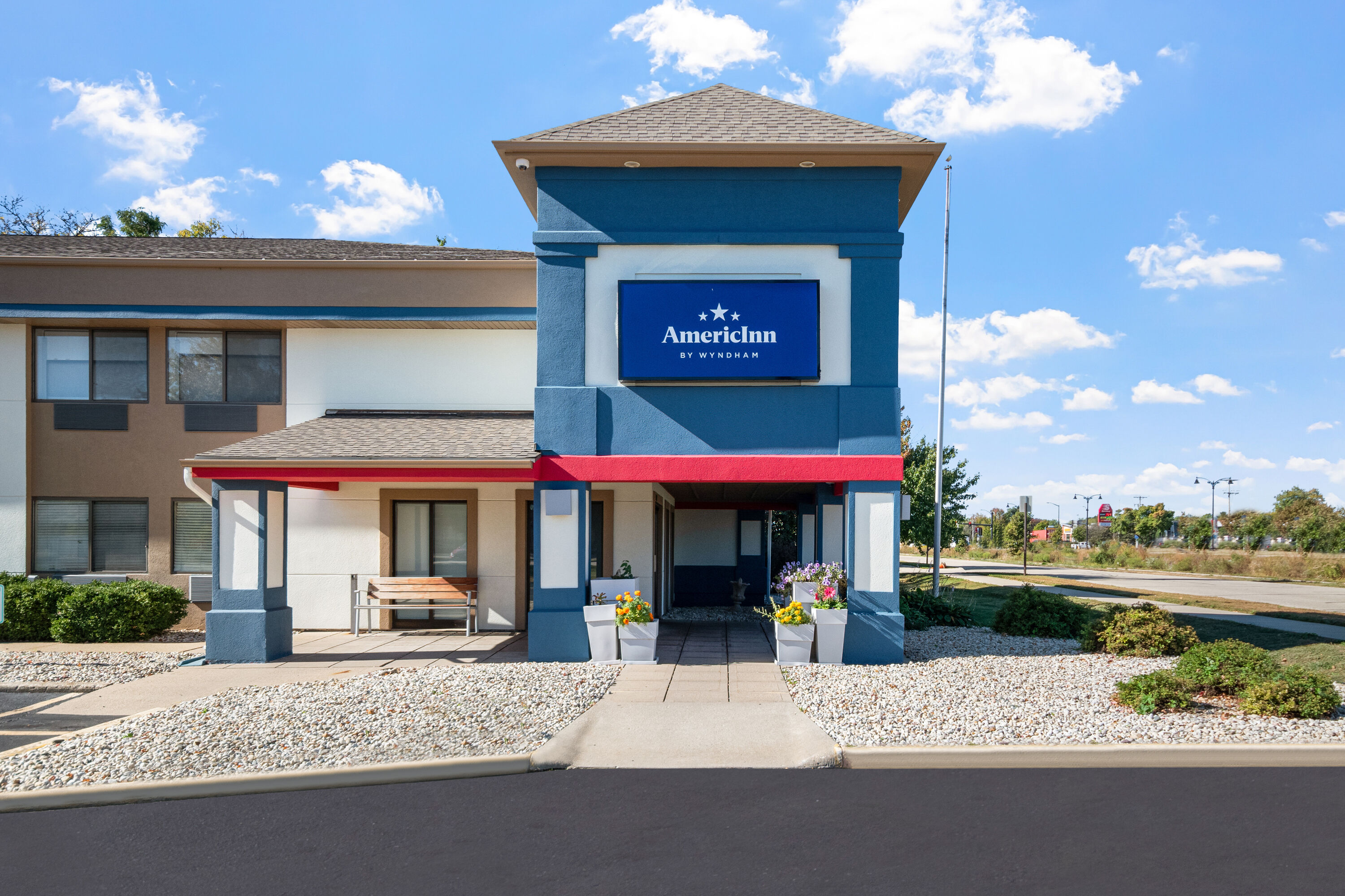 Exterior Day Image of AmericInn by Wyndham Beloit hotel in Beloit, Wisconsin