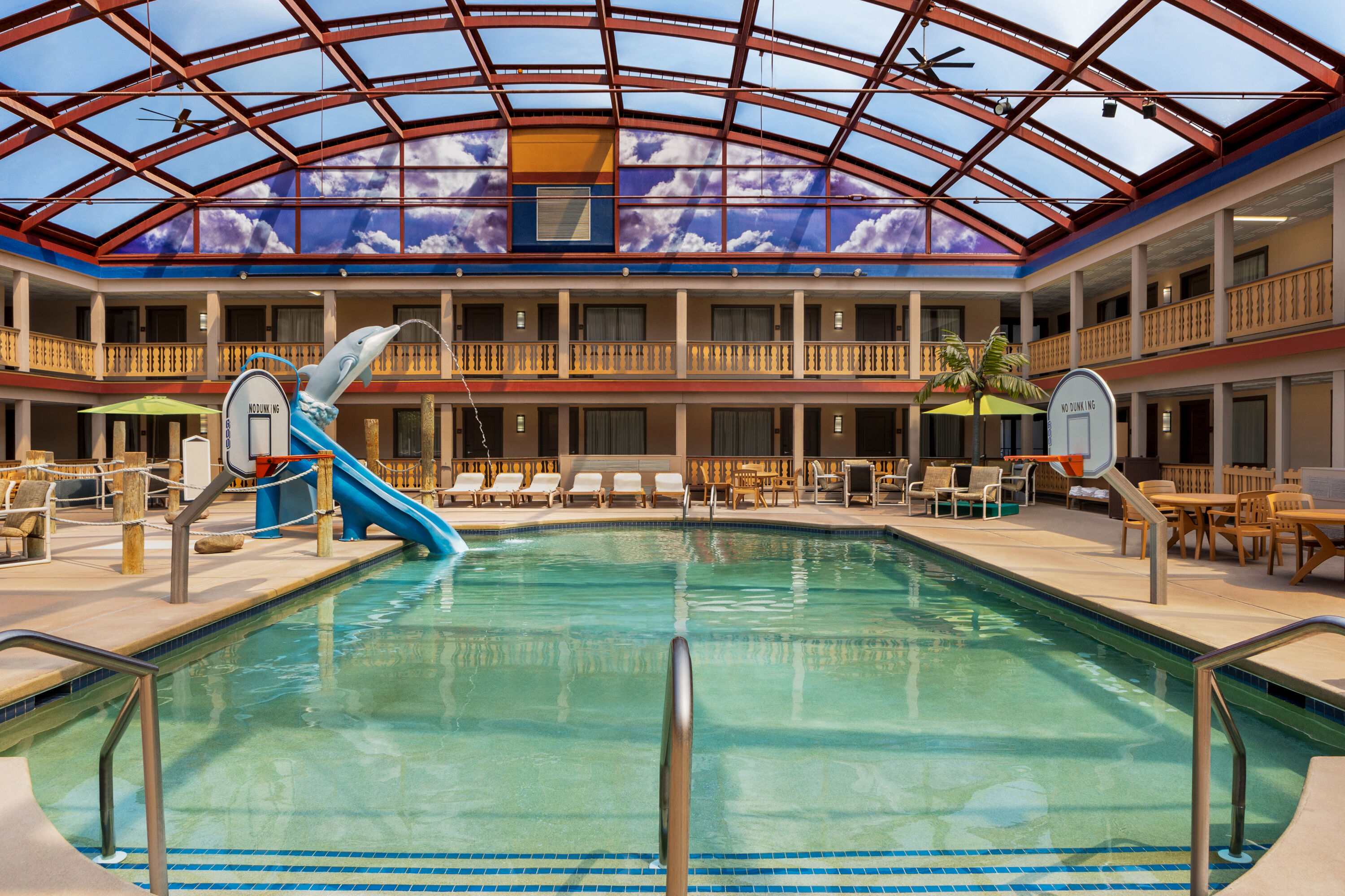 Family pool at the AmericInn by Wyndham La Crosse Riverfront Conference Center in La Crosse, Wisconsin