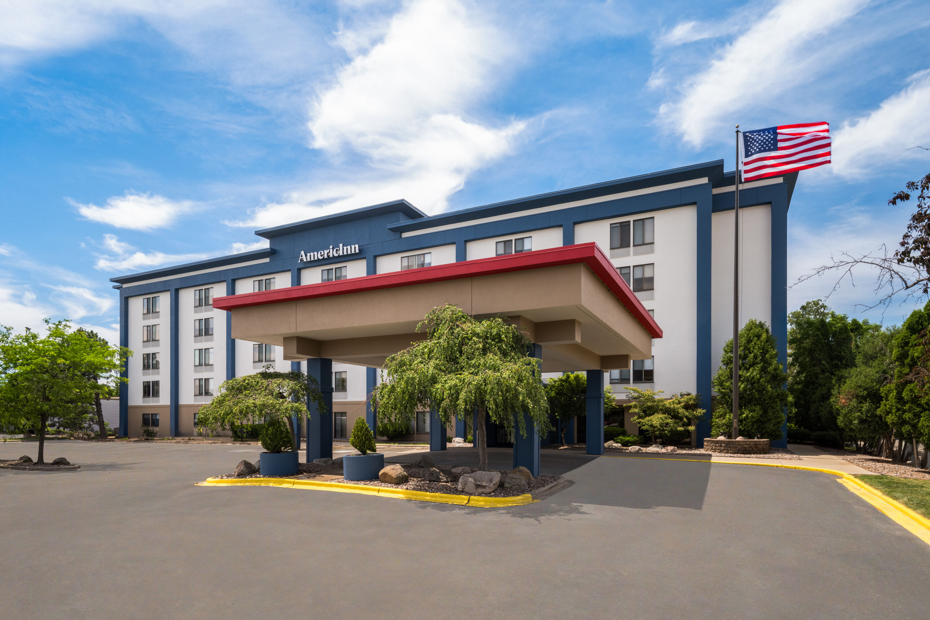 Exterior Day Image of AmericInn by Wyndham Madison West hotel in Madison, Wisconsin