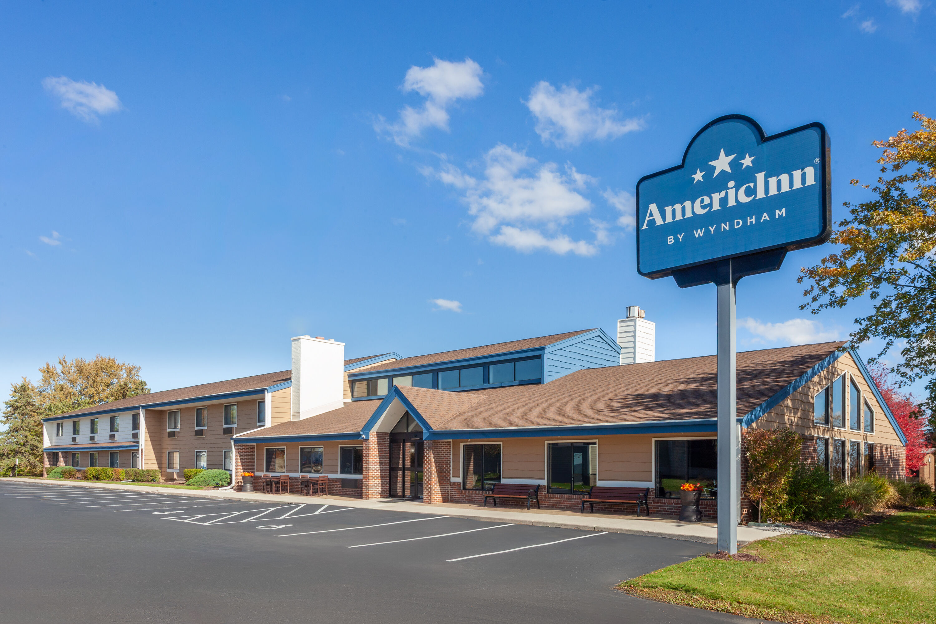 Exterior Day Image of AmericInn by Wyndham Plymouth hotel in Plymouth, Wisconsin