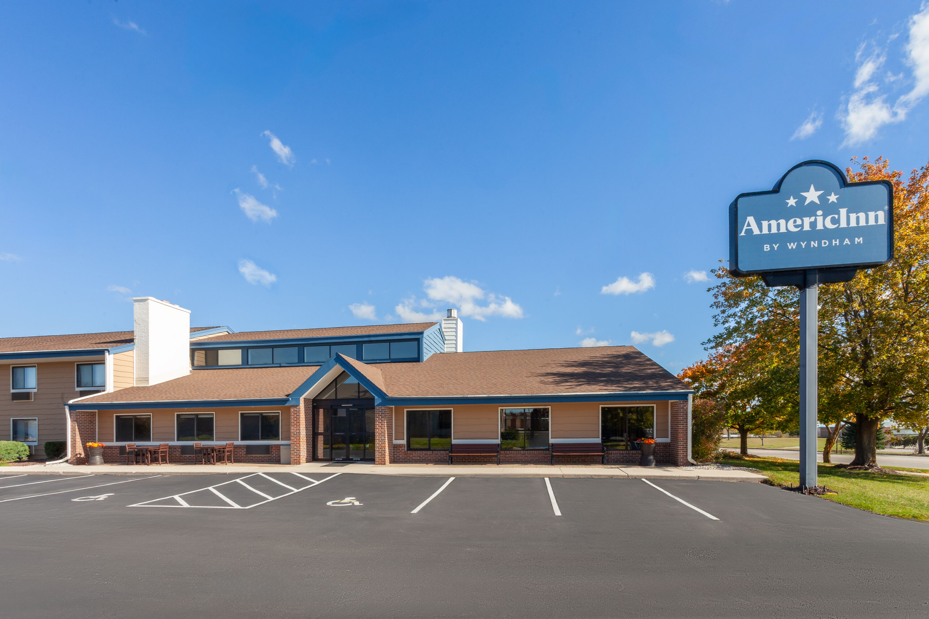 Exterior Day Image of AmericInn by Wyndham Plymouth hotel in Plymouth, Wisconsin