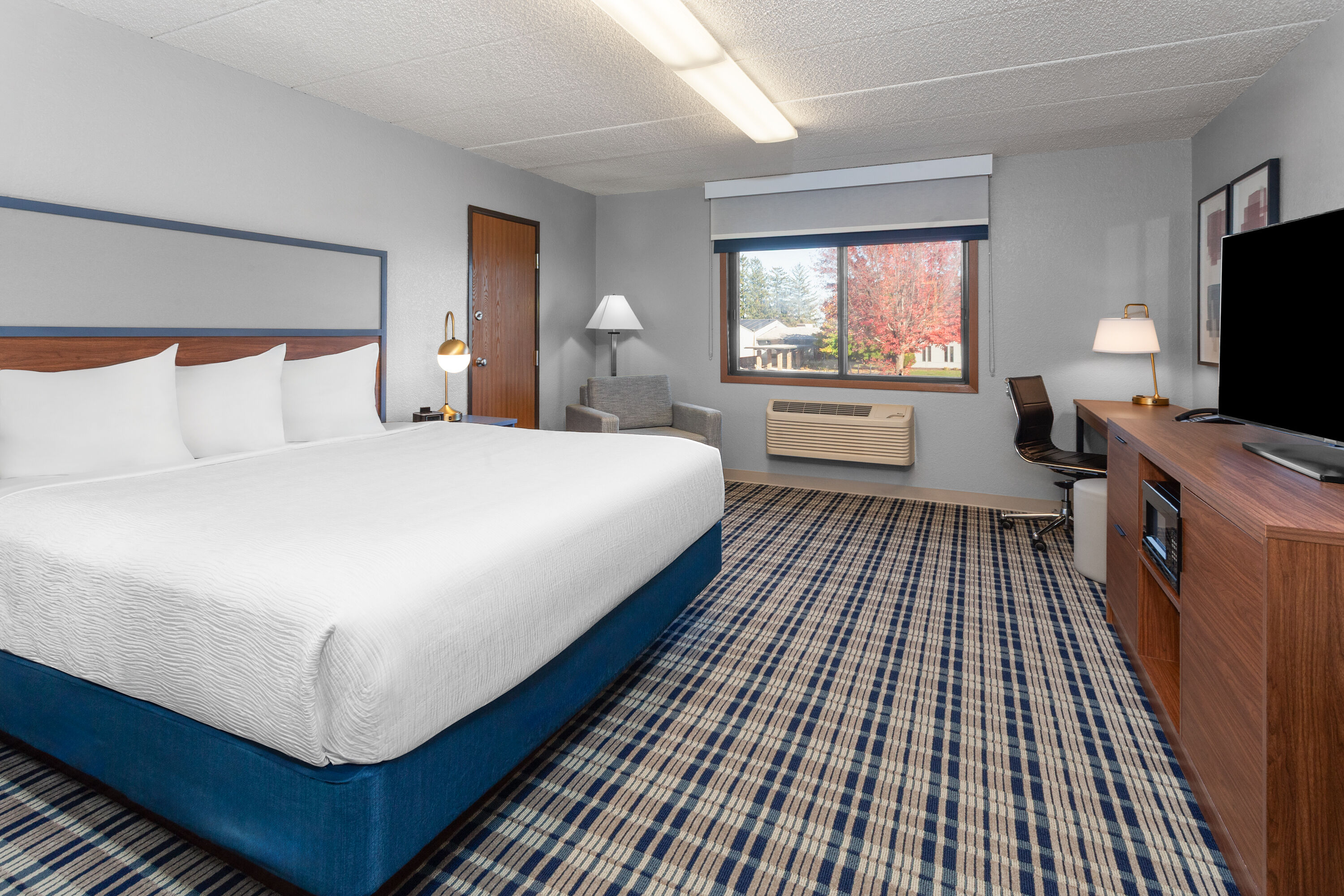 Guest room at the AmericInn by Wyndham Plymouth in Plymouth, Wisconsin