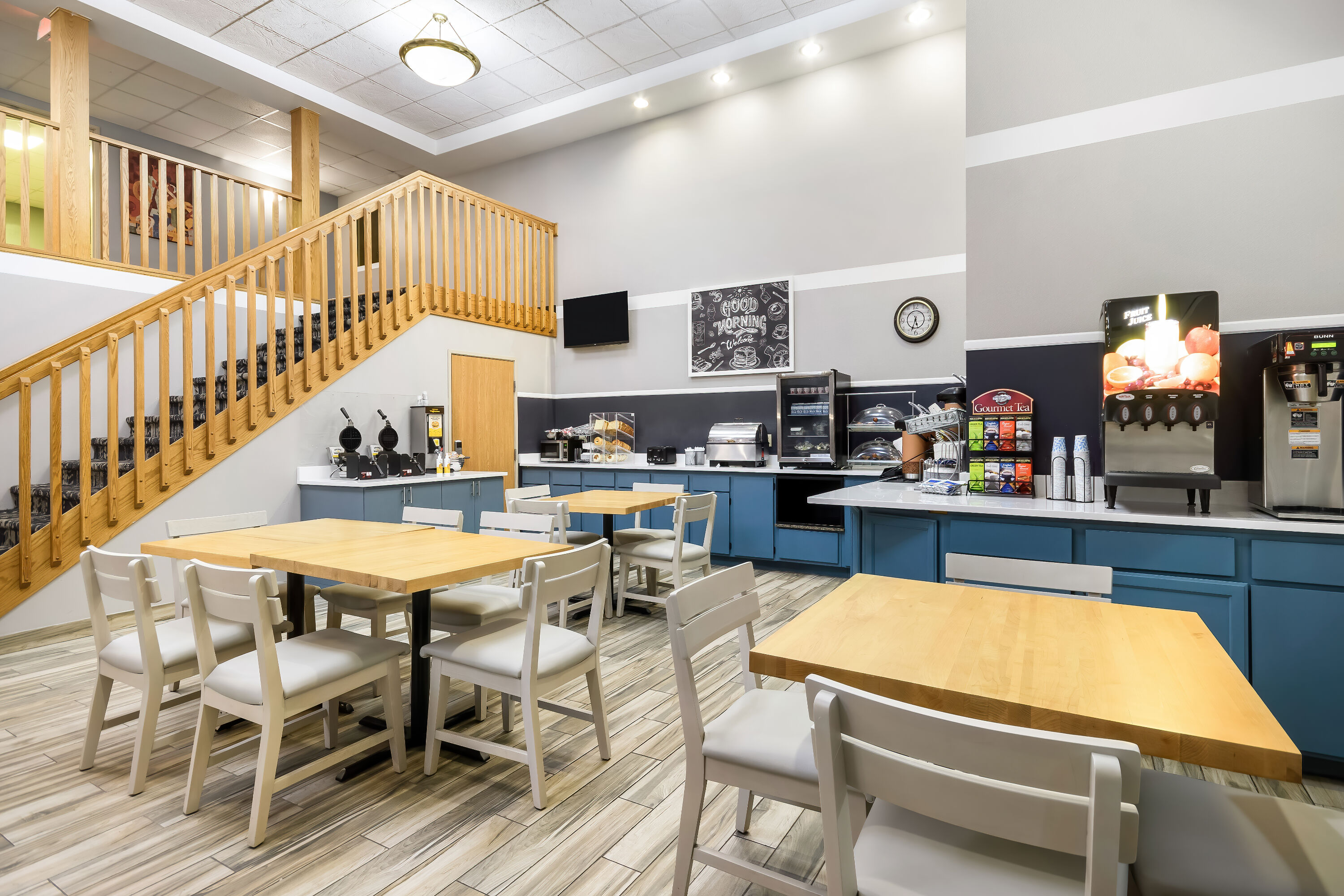 AmericInn by Wyndham Wausau restaurant breakfast area with seating in Weston, Wisconsin