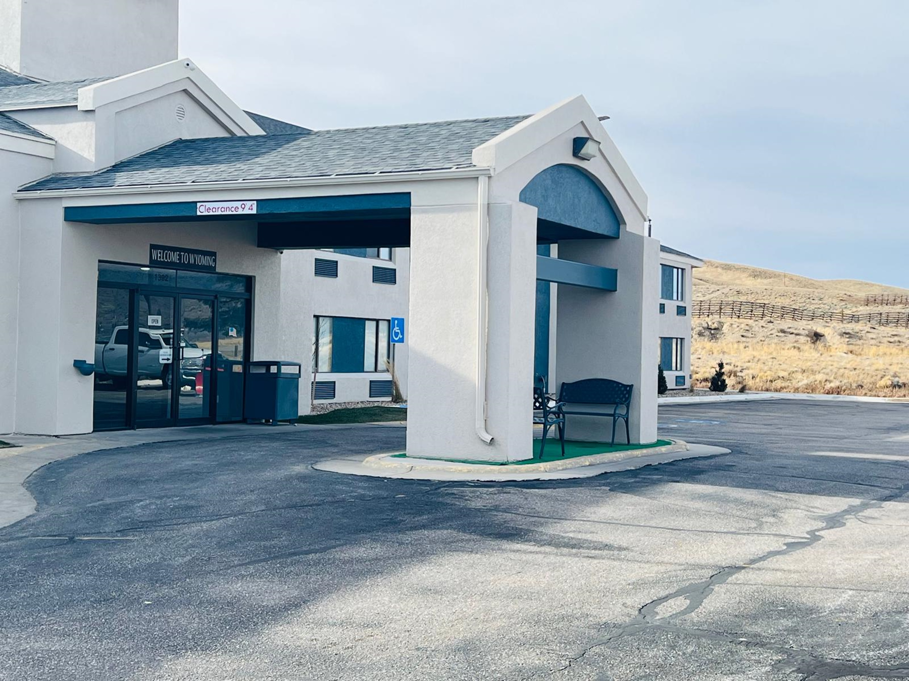 Exterior of AmericInn by Wyndham Rawlins hotel in Rawlins, Wyoming