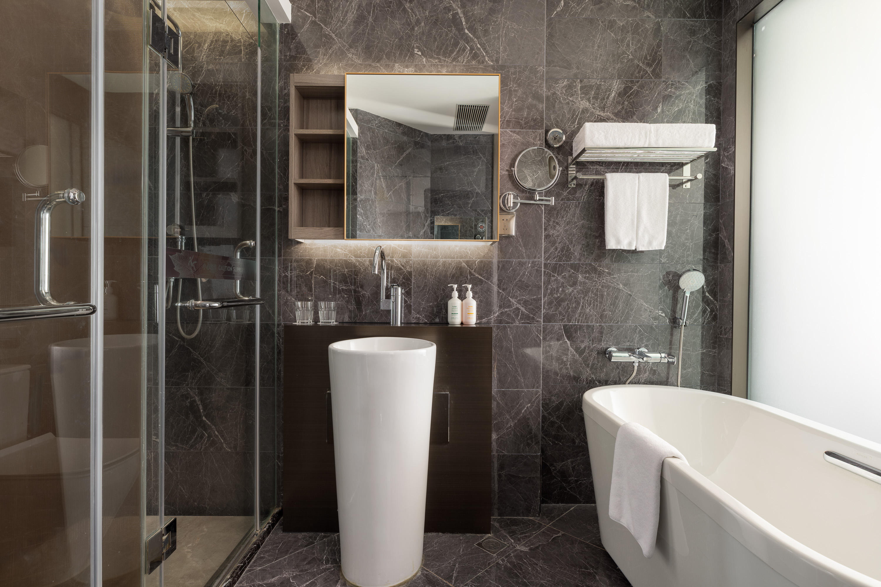 Guest room bath at the Hawthorn Extended Stay by Wyndham Xian High Tech in Xian, Other than US/Canada