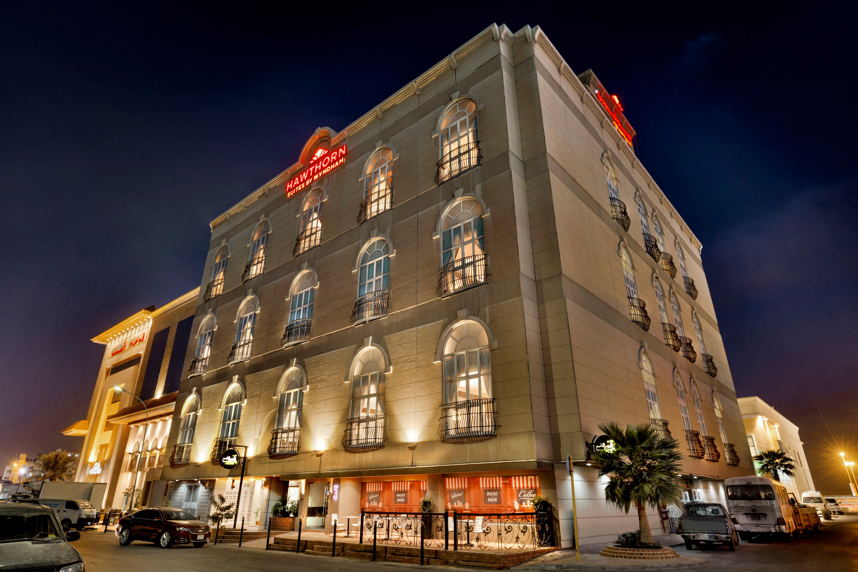 Exterior Night Image of Hawthorn Suites by Wyndham Al Khobar hotel in Al Khobar, Other than US/Canada