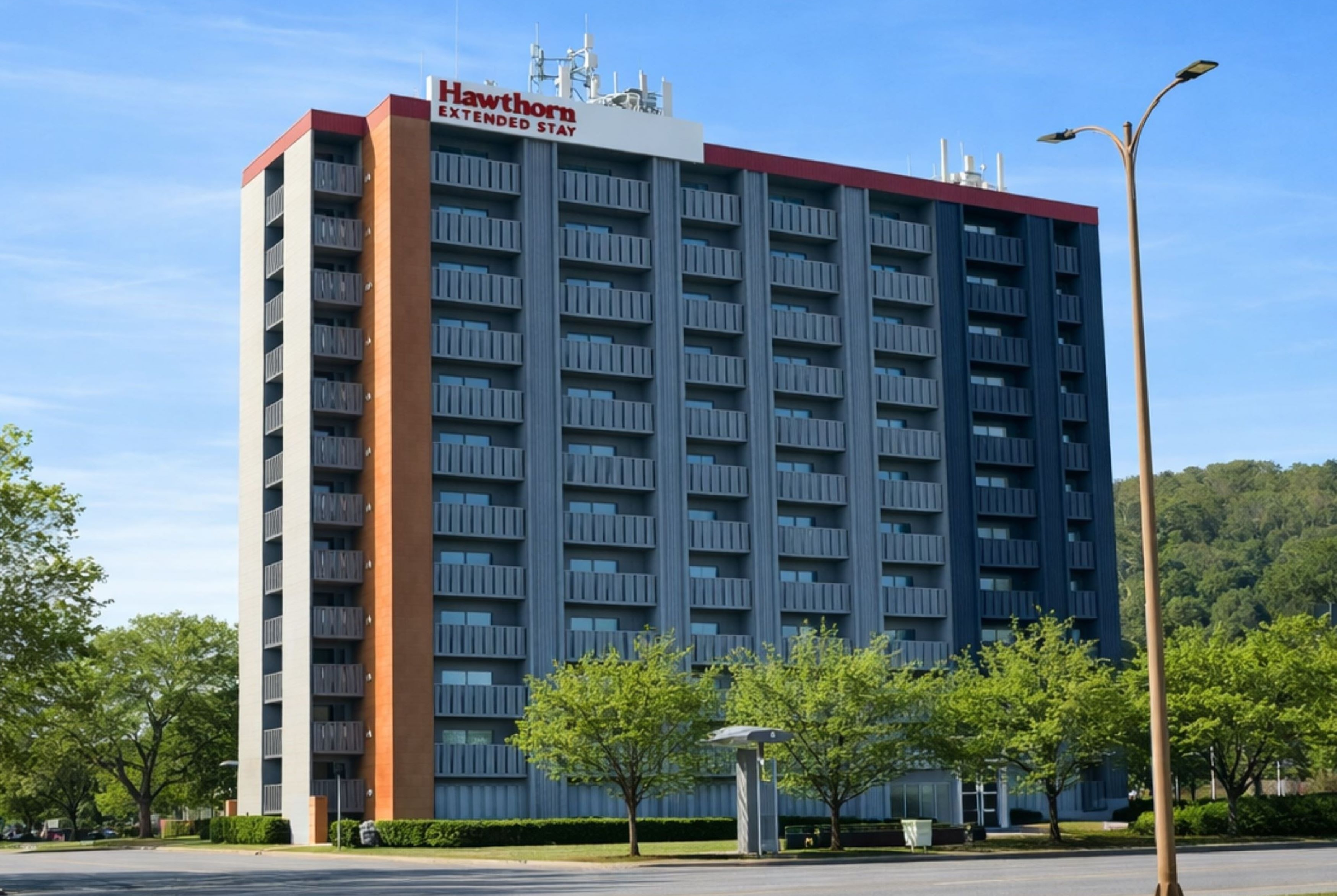 Exterior of Hawthorn Extended Stay by Wyndham Fayetteville hotel in Fayetteville, North Carolina