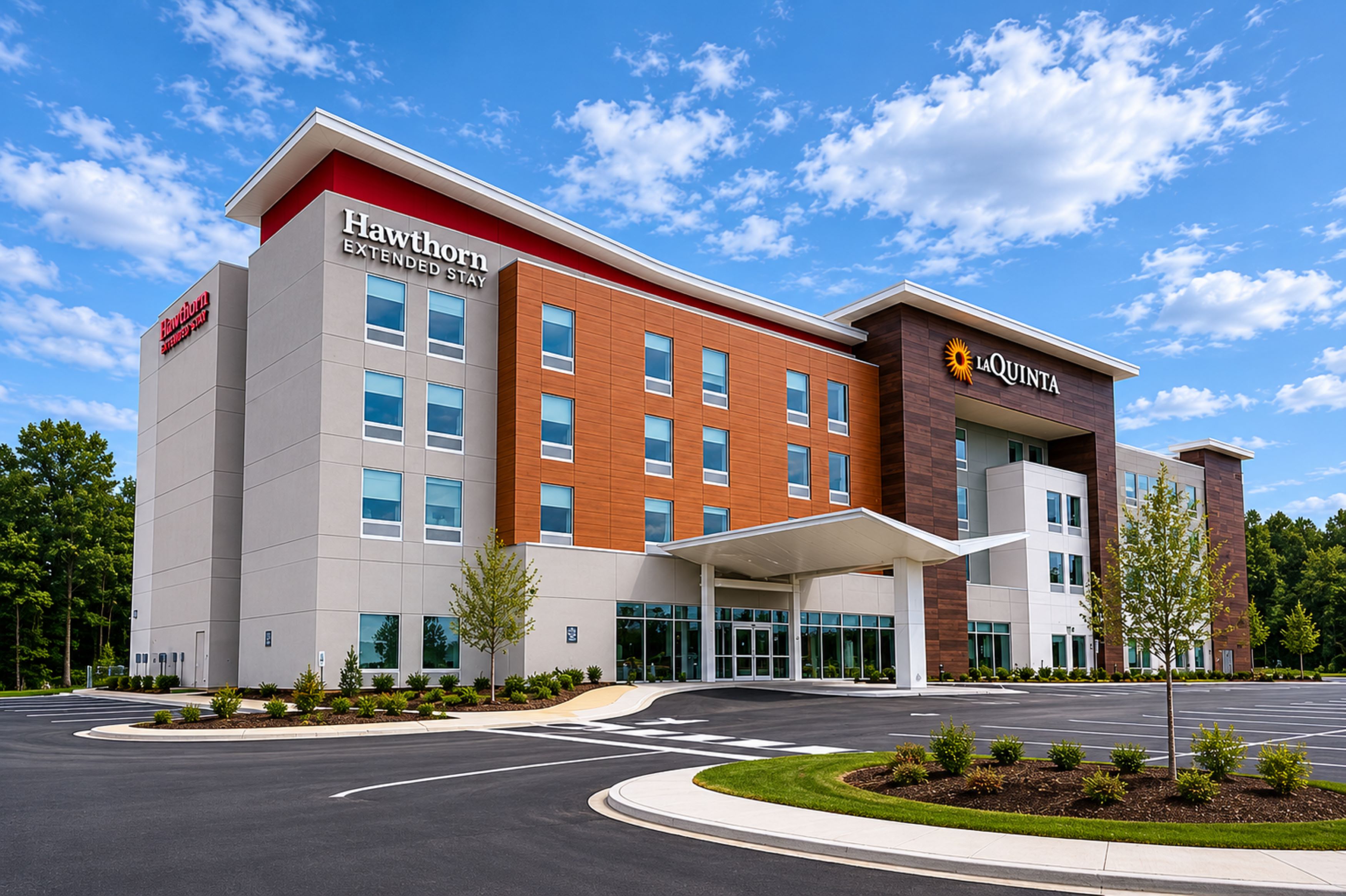 Exterior of Hawthorn Extended Stay by Wyndham Mebane hotel in Mebane, North Carolina