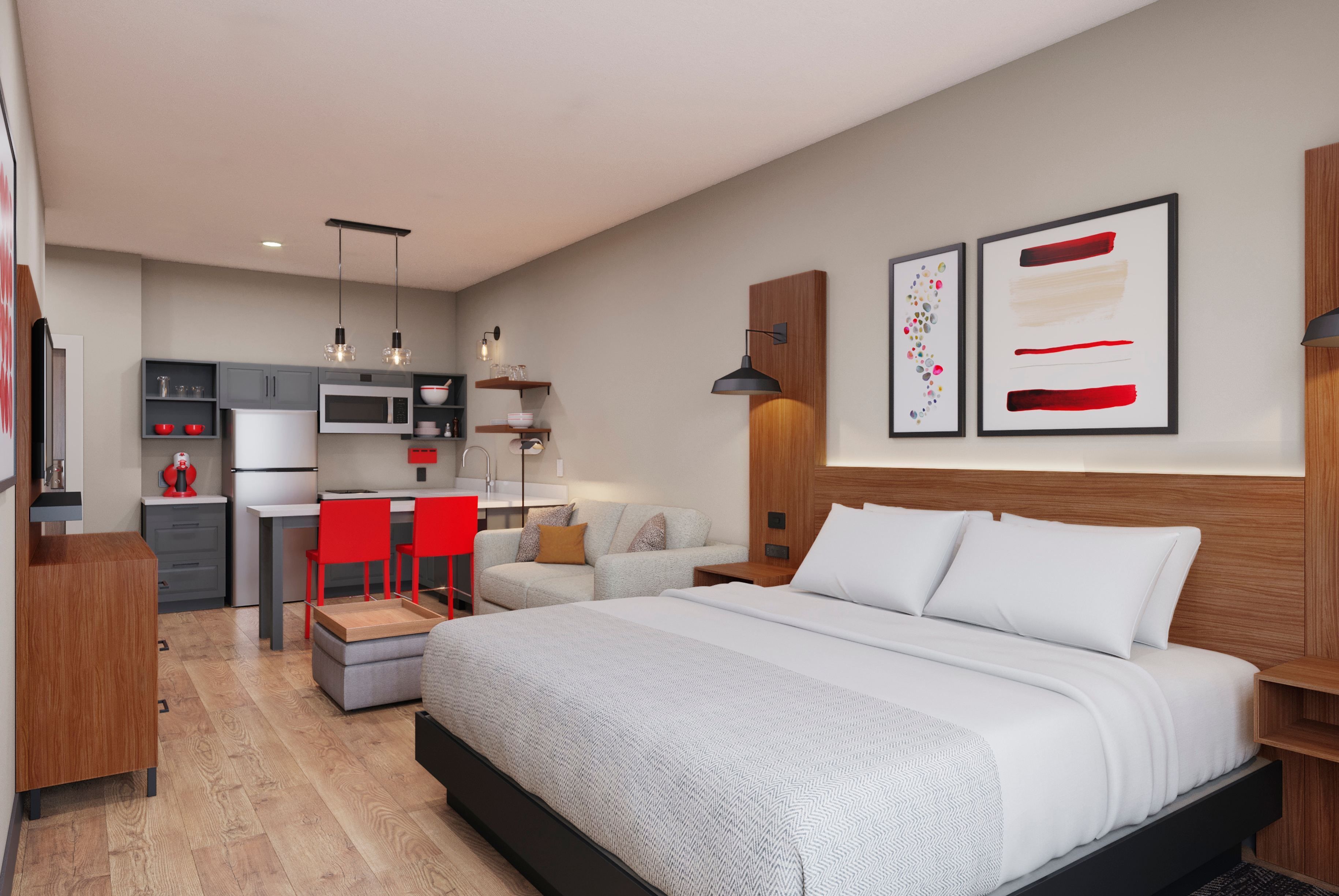 Guest room at the Hawthorn Extended Stay by Wyndham Mebane in Mebane, North Carolina