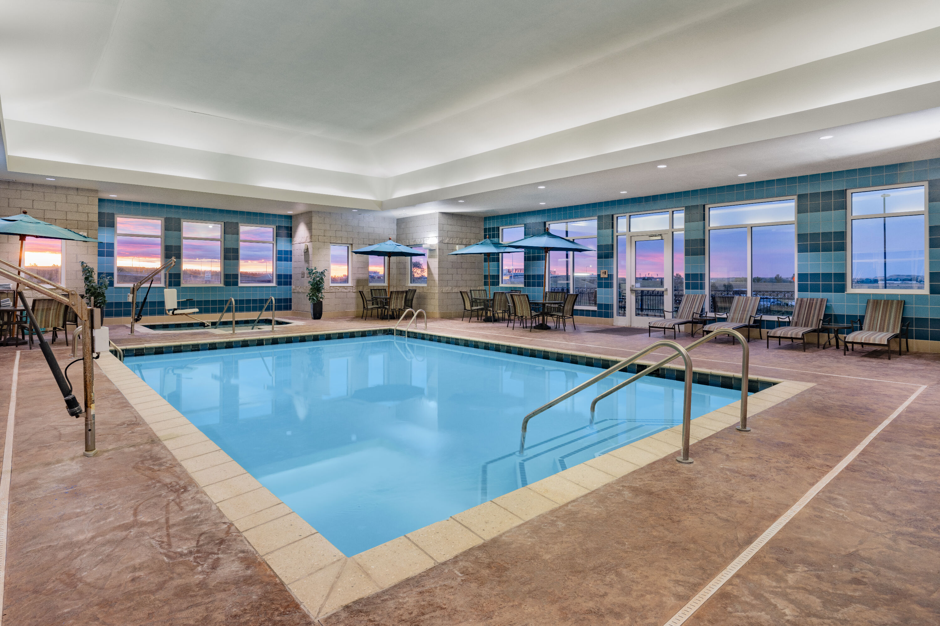 Indoor pool at the Hawthorn Extended Stay by Wyndham Dickinson in Dickinson, North Dakota