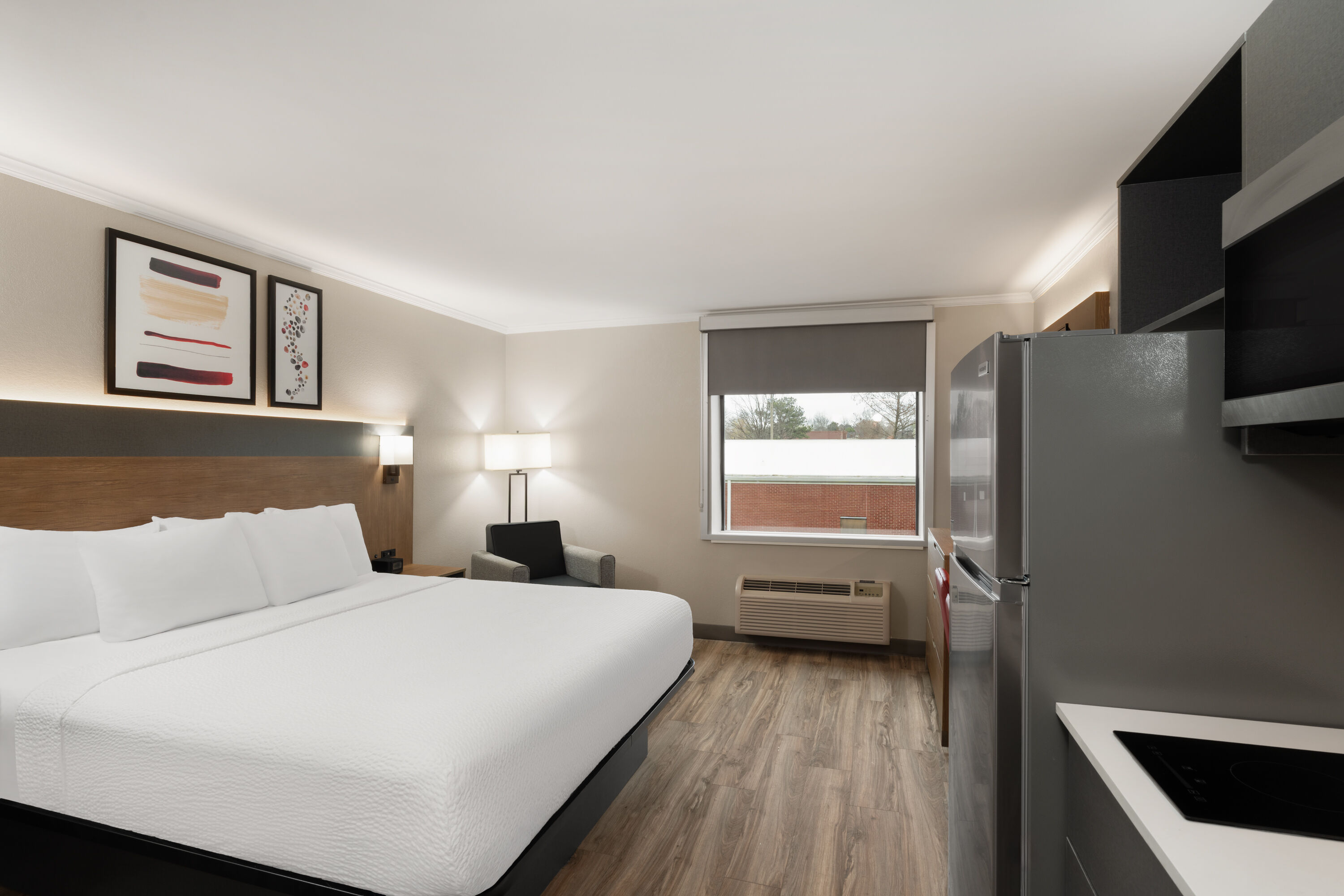 Guest room at the Hawthorn Extended Stay by Wyndham Jackson in Jackson, Tennessee