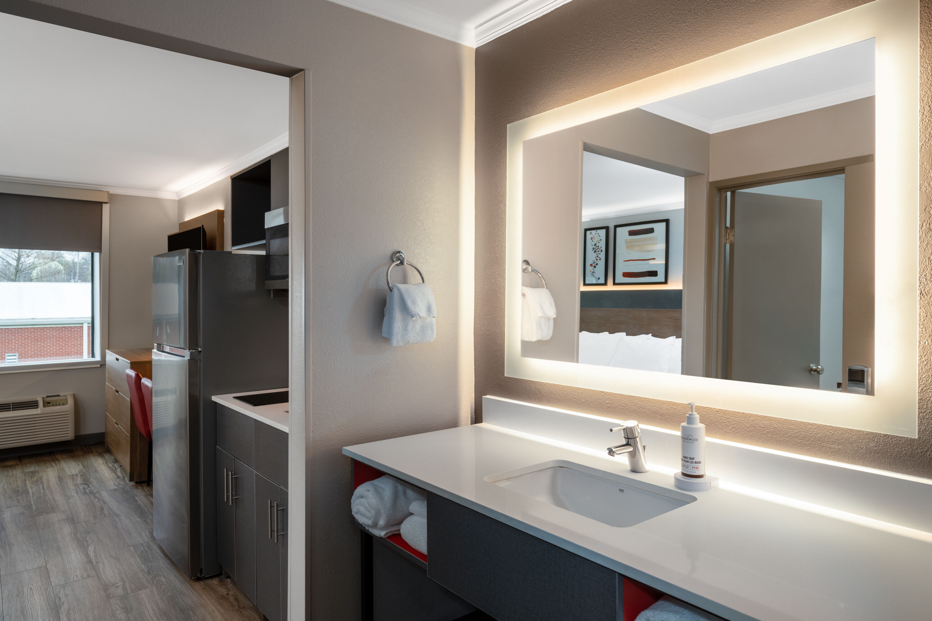 Guest room at the Hawthorn Extended Stay by Wyndham Jackson in Jackson, Tennessee