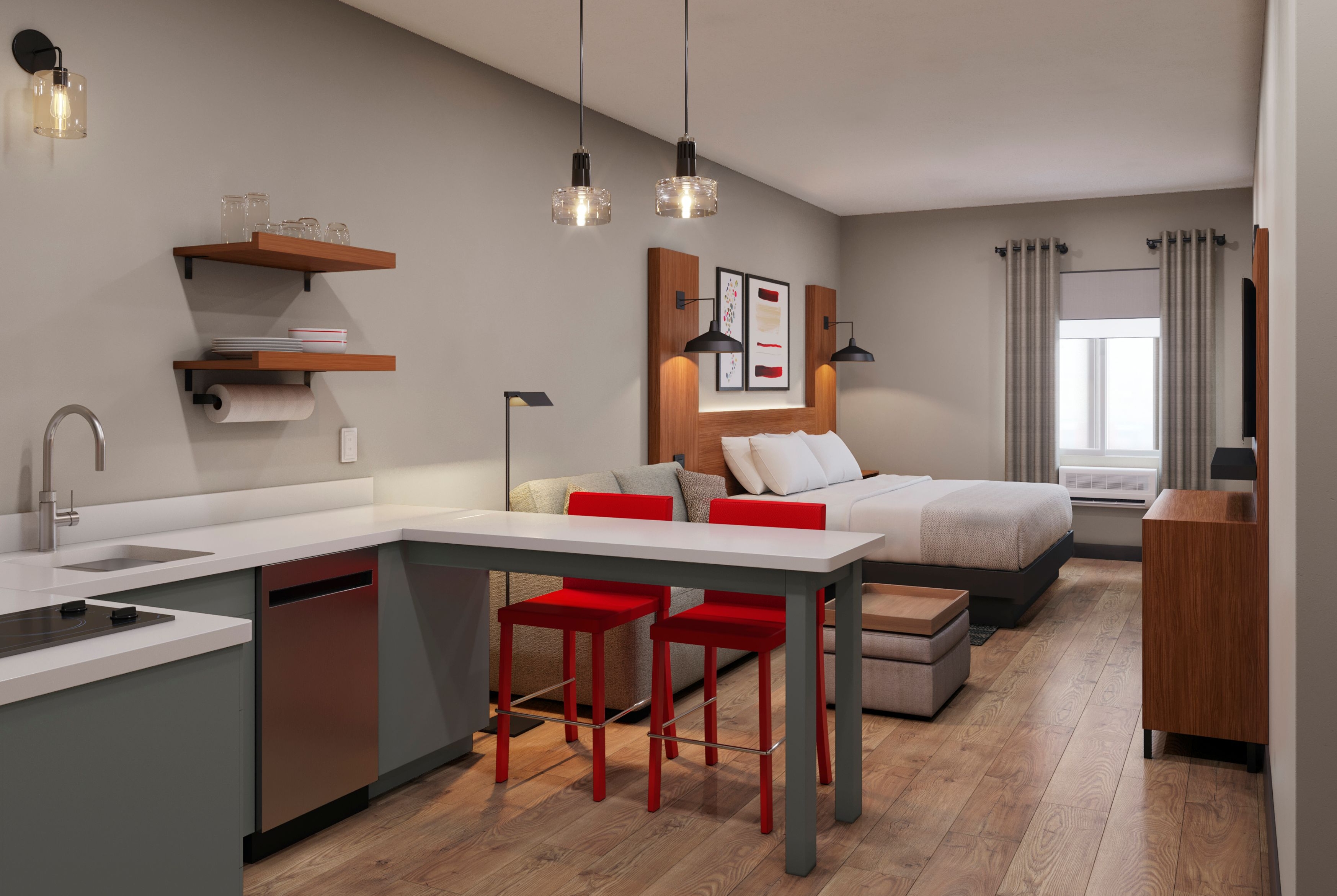 Guest room at the Hawthorn Extended Stay by Wyndham Brownsville in Brownsville, Texas