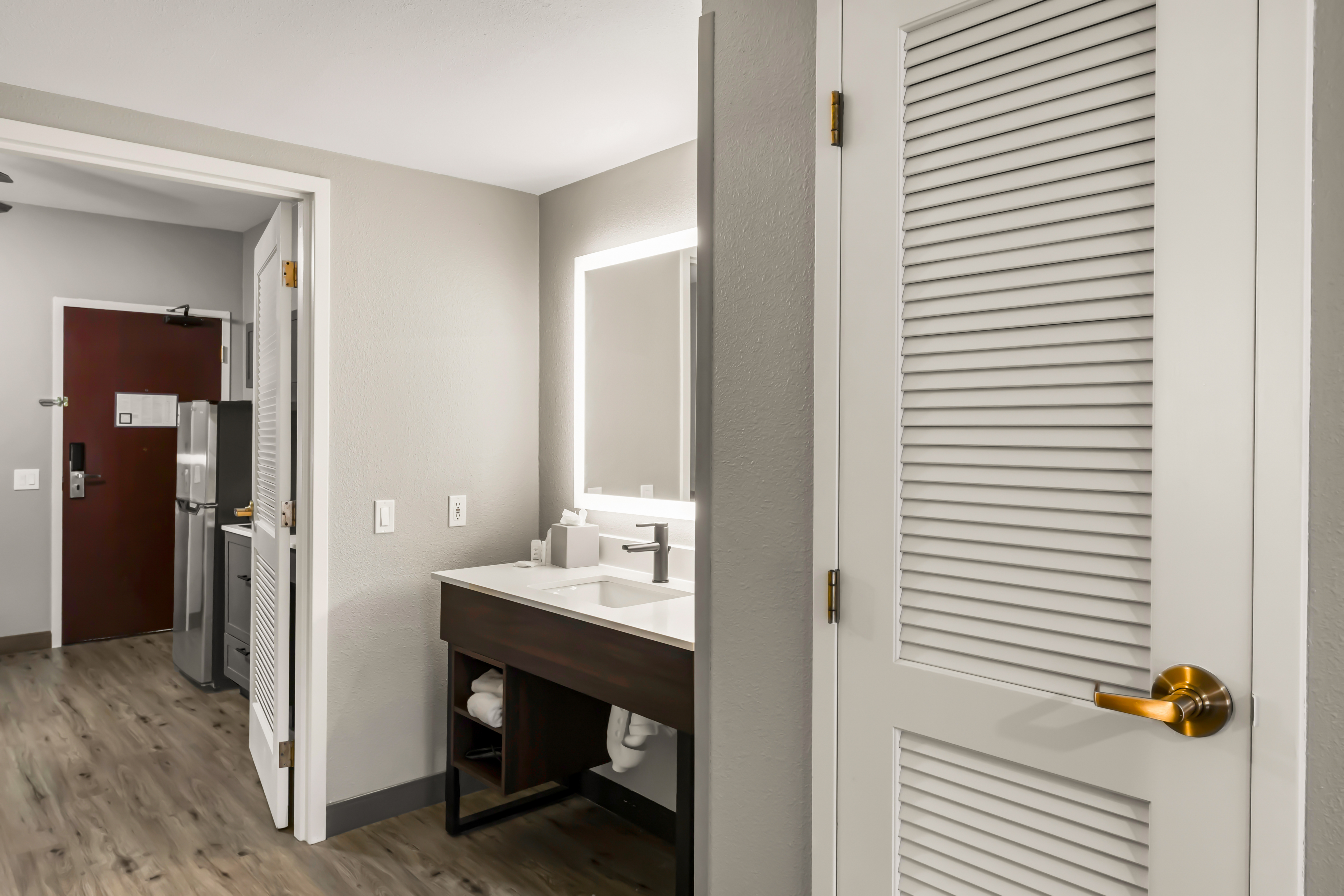 Guest room at the Hawthorn Extended Stay by Wyndham College Station in College Station, Texas