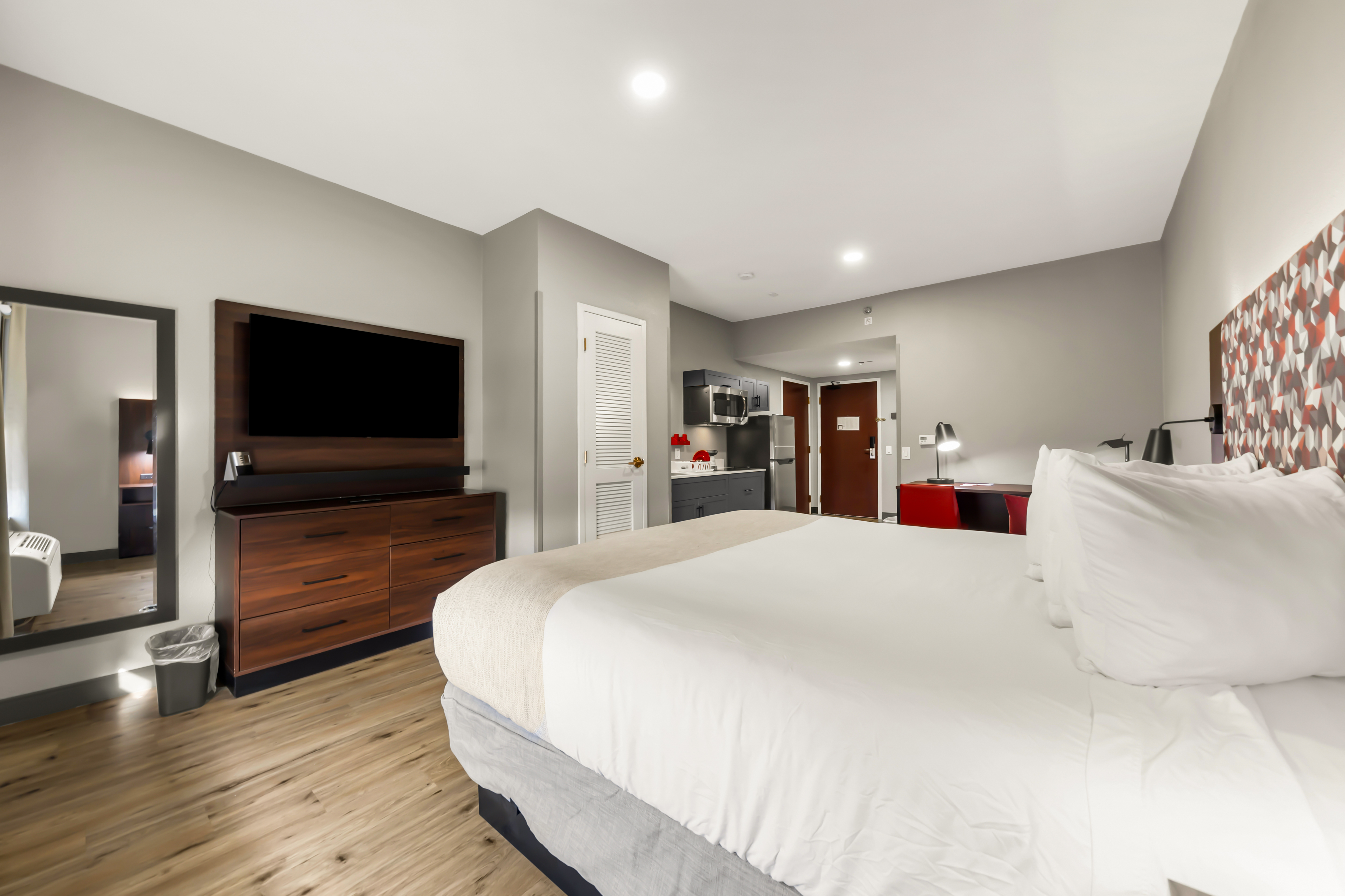 Guest room at the Hawthorn Extended Stay by Wyndham College Station in College Station, Texas