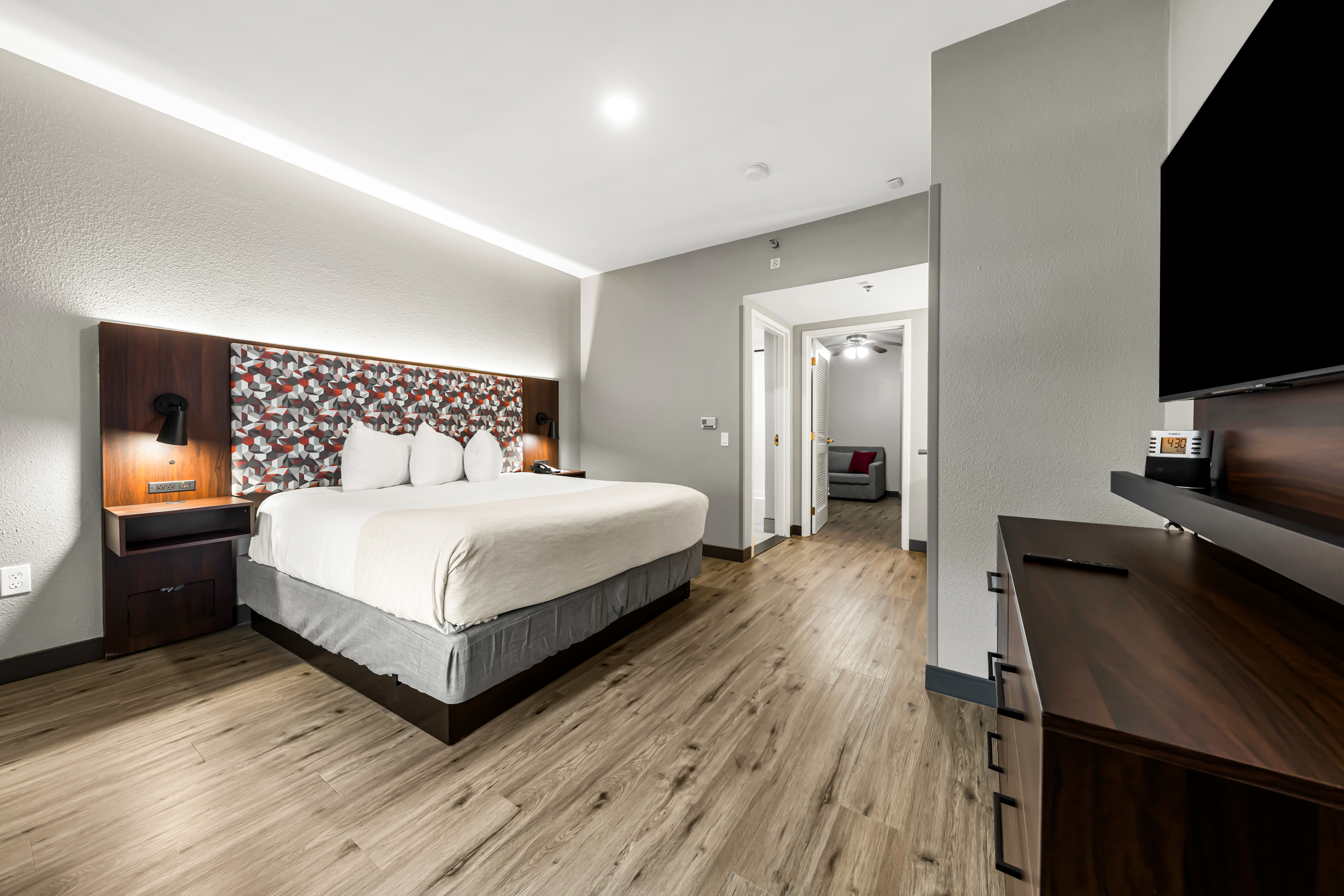 Guest room at the Hawthorn Extended Stay by Wyndham College Station in College Station, Texas