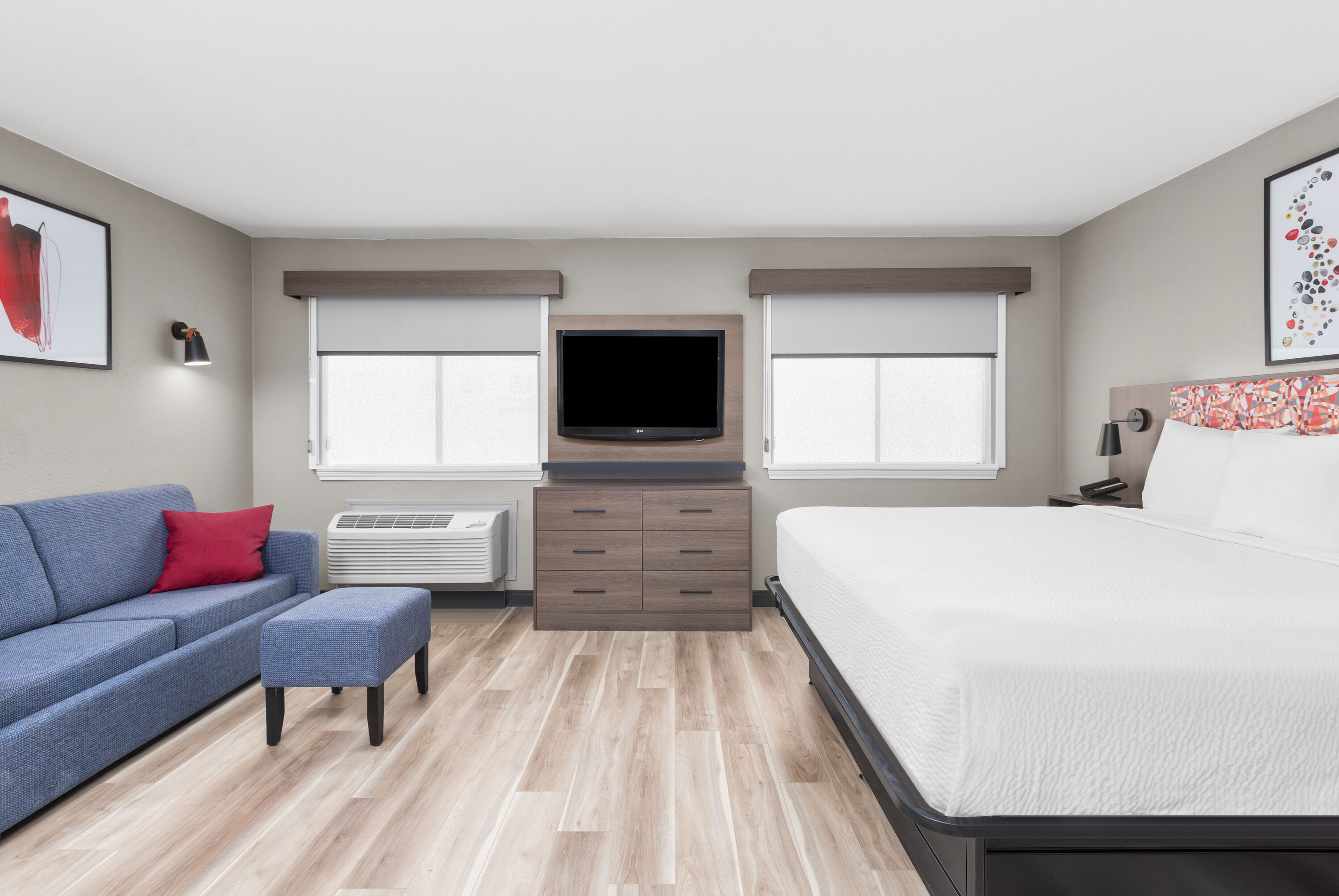 Guest room at the Hawthorn Extended Stay by Wyndham DFW Airport North in Irving, Texas