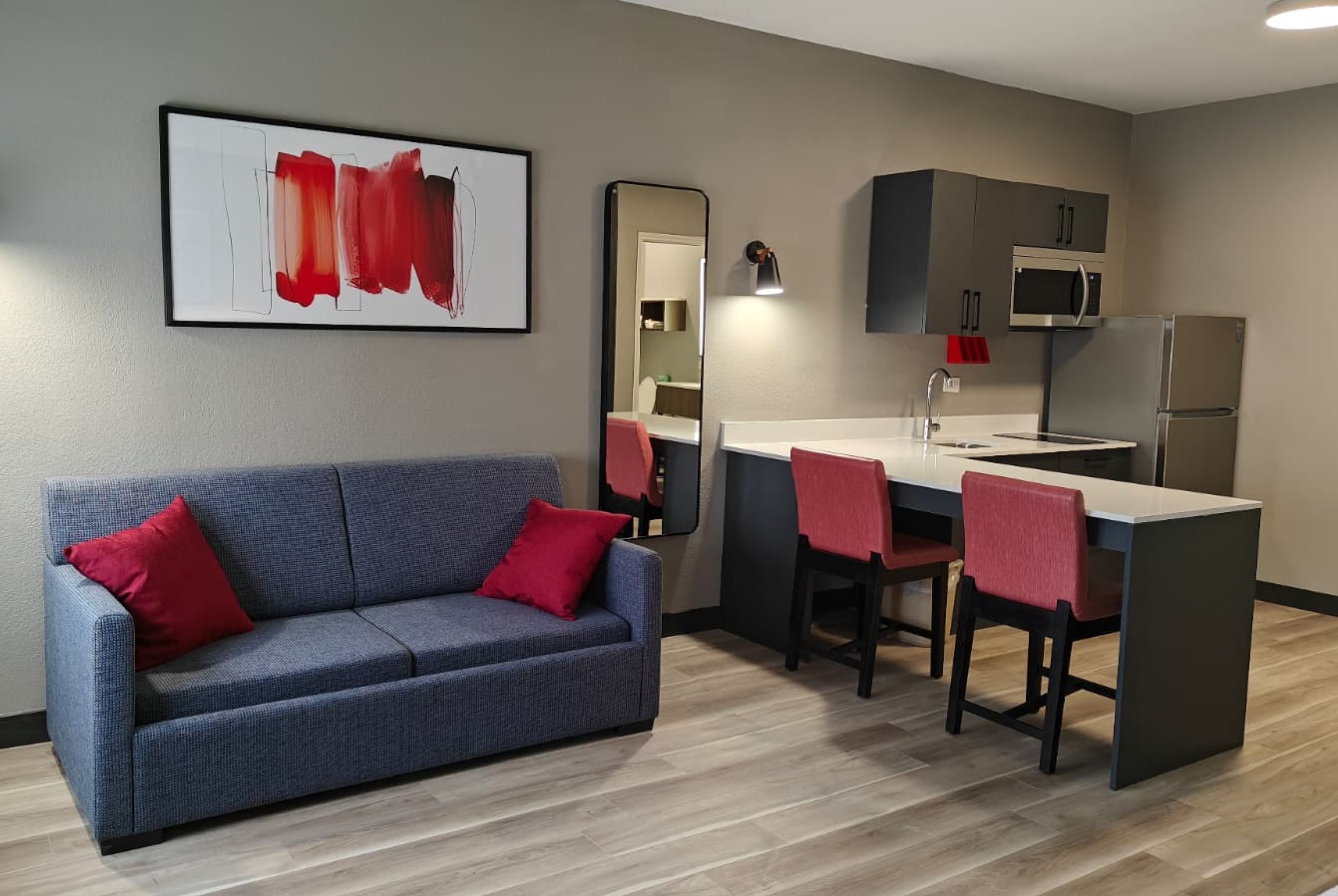 Guest room at the Hawthorn Extended Stay by Wyndham DFW Airport North in Irving, Texas