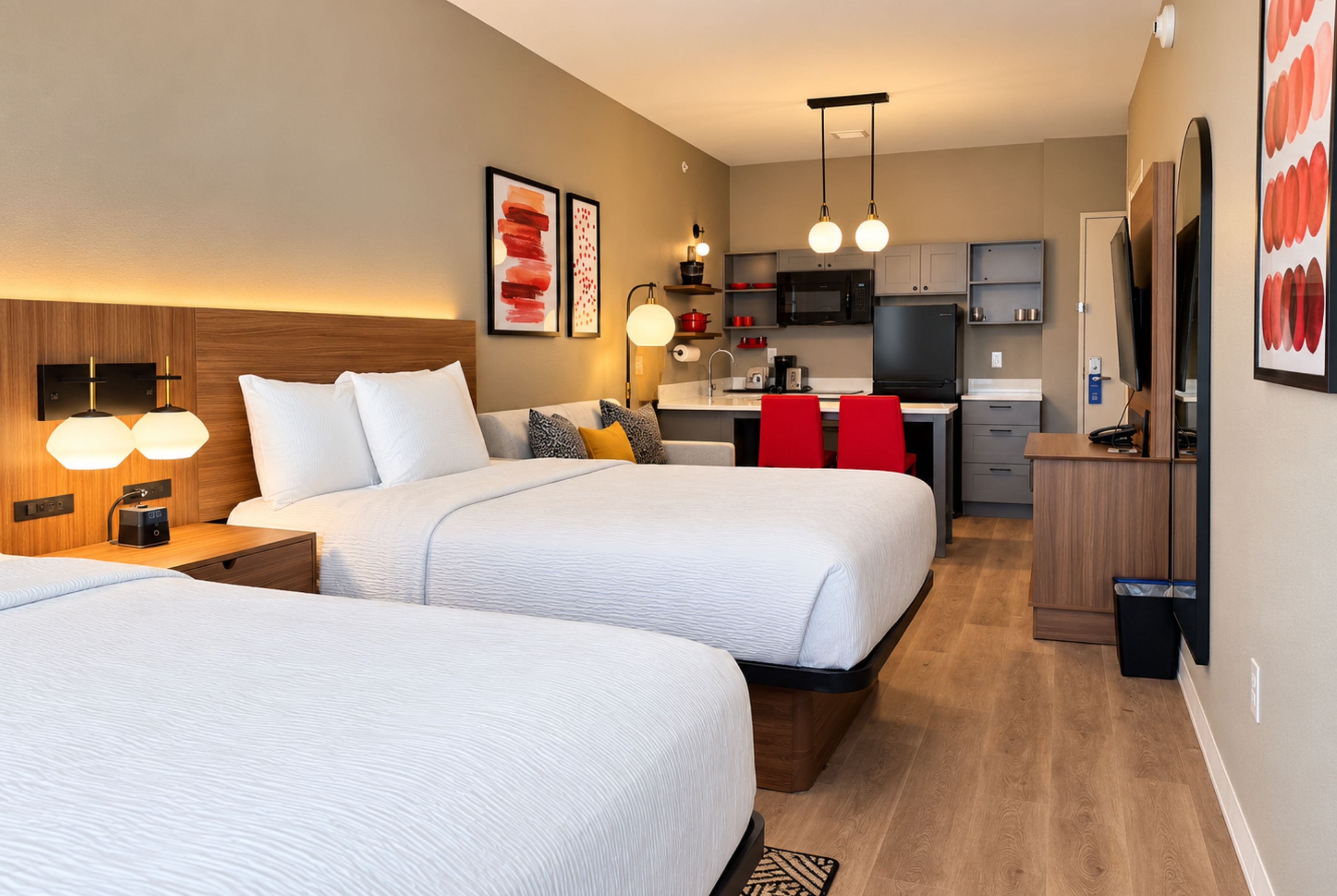 Guest room at the Hawthorn Extended Stay by Wyndham Central McKinney in McKinney, Texas