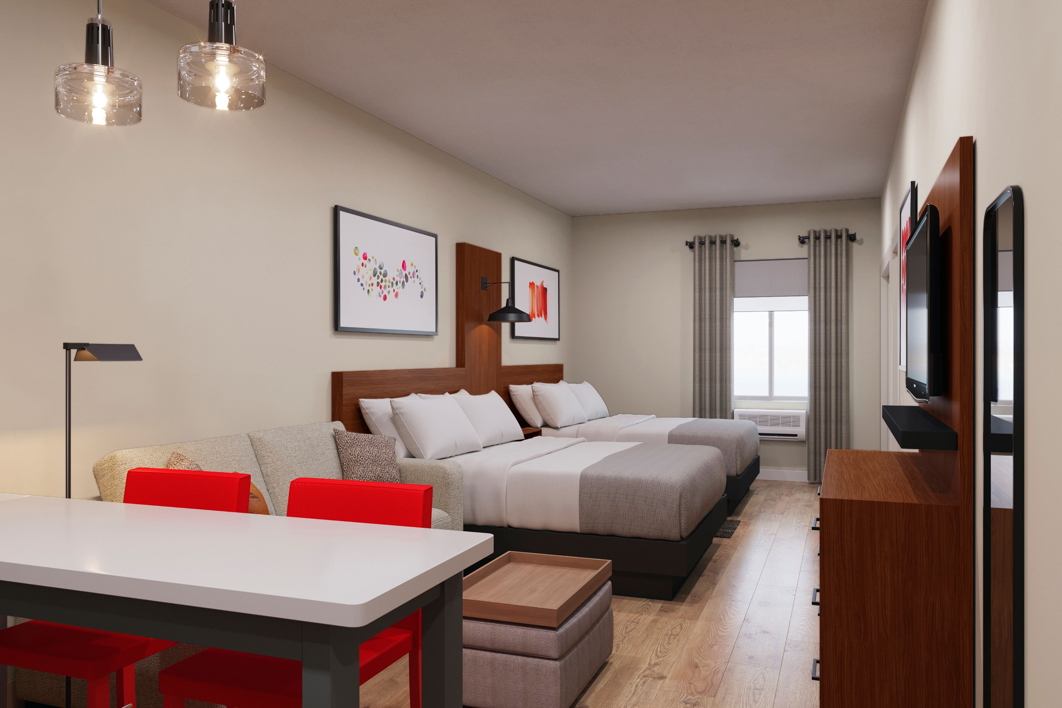 Guest room at the Hawthorn Extended Stay by Wyndham Central McKinney in McKinney, Texas