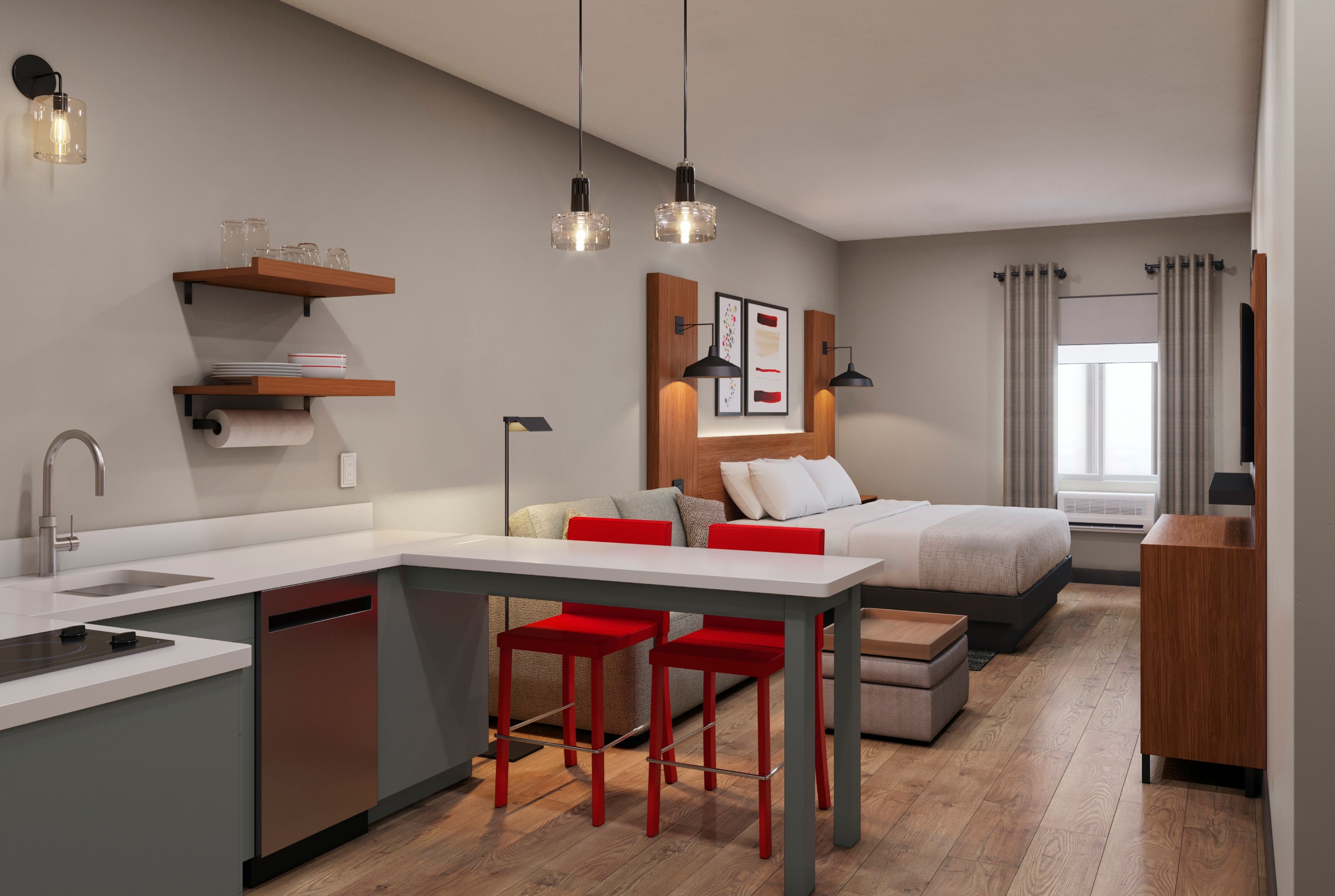 Guest room at the Hawthorn Extended Stay by Wyndham Central McKinney in McKinney, Texas