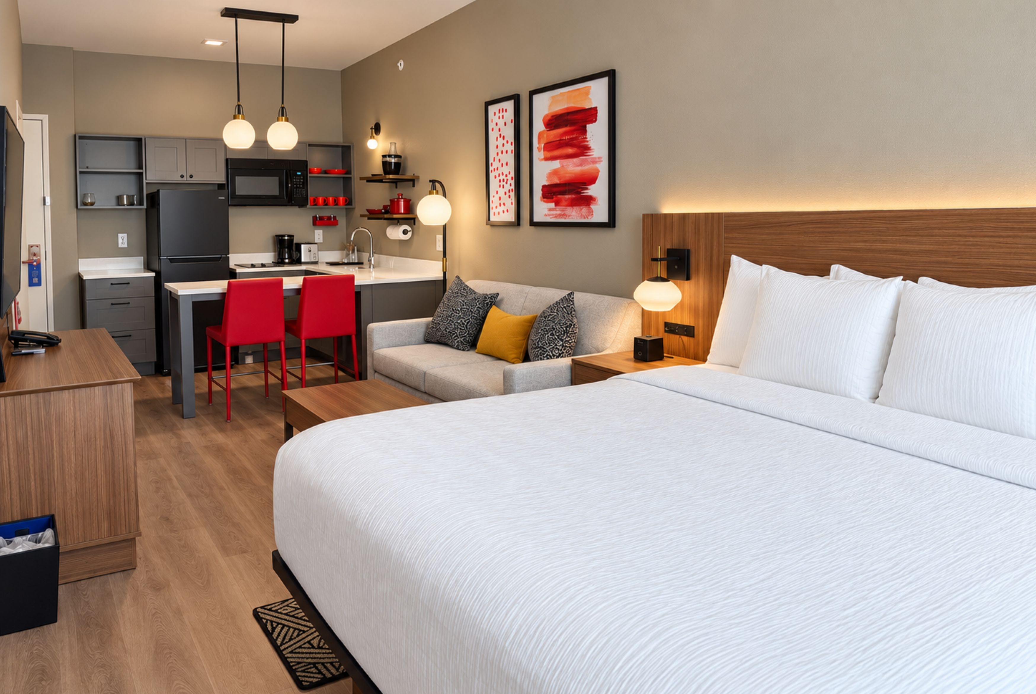 Guest room at the Hawthorn Extended Stay by Wyndham Central McKinney in McKinney, Texas