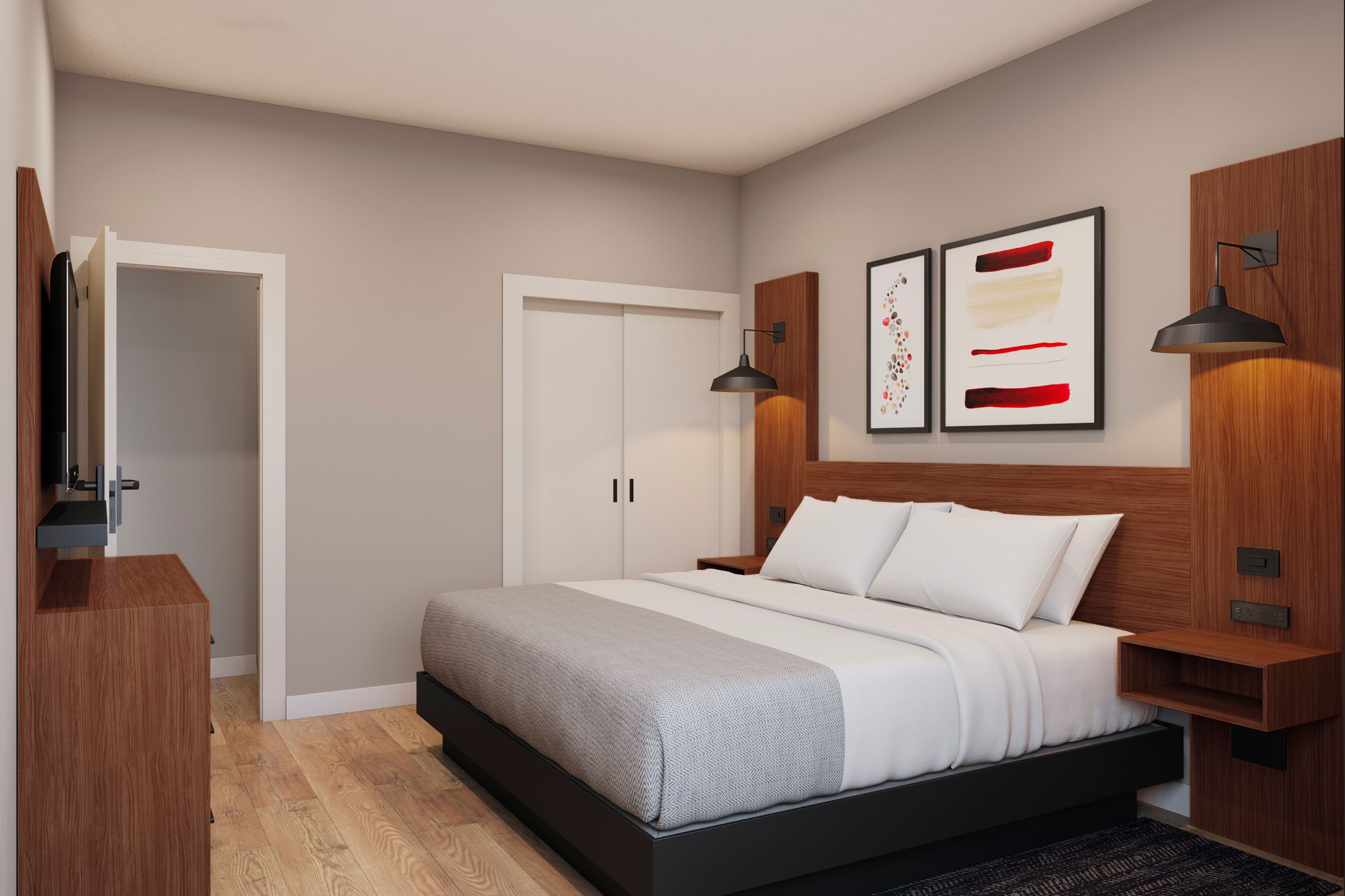 Guest room at the Hawthorn Extended Stay by Wyndham Central McKinney in McKinney, Texas