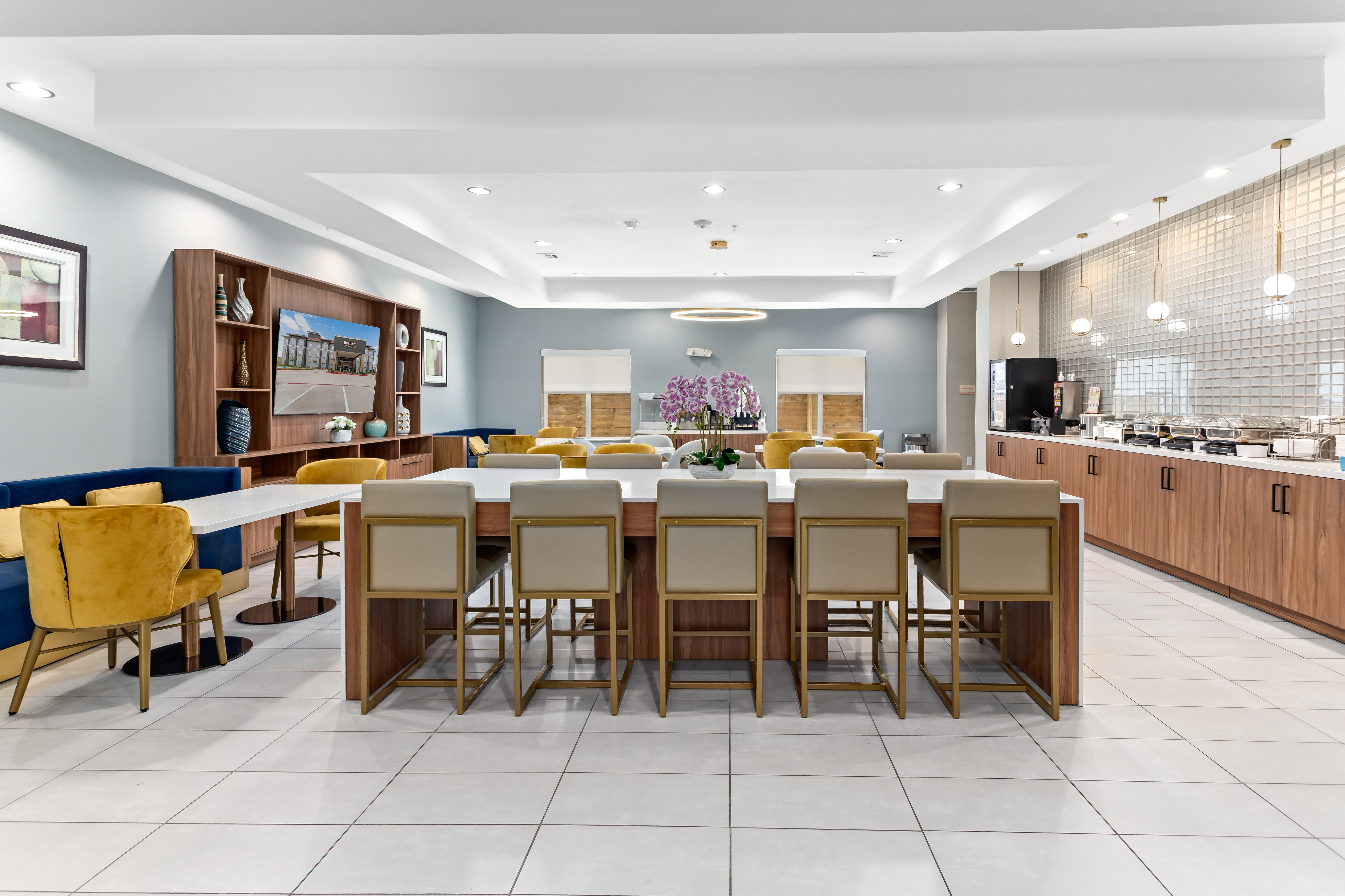 Hawthorn Extended Stay by Wyndham Port Arthur restaurant breakfast area with seating in Port Arthur, Texas