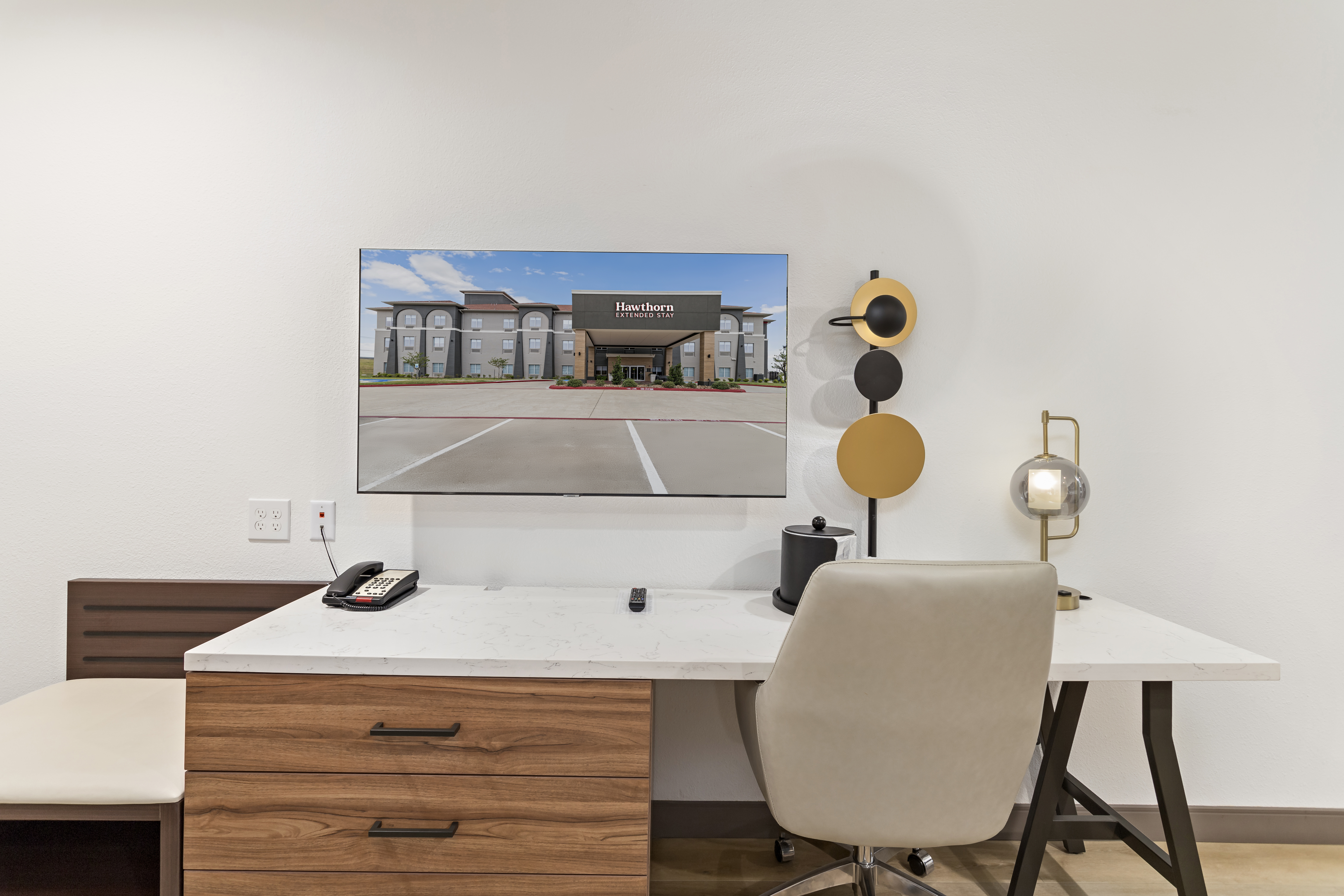 Guest room at the Hawthorn Extended Stay by Wyndham Port Arthur in Port Arthur, Texas