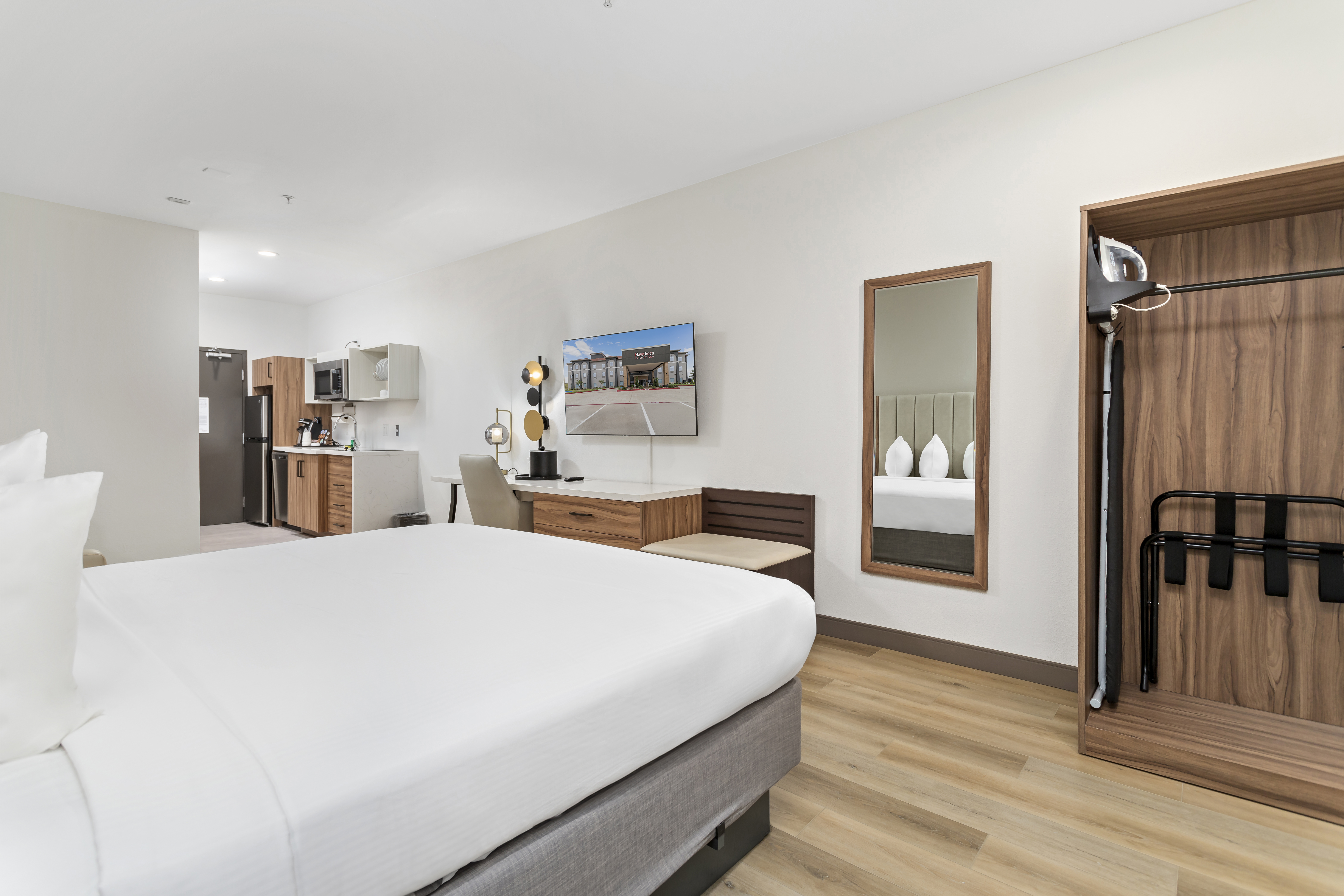 Guest room at the Hawthorn Extended Stay by Wyndham Port Arthur in Port Arthur, Texas