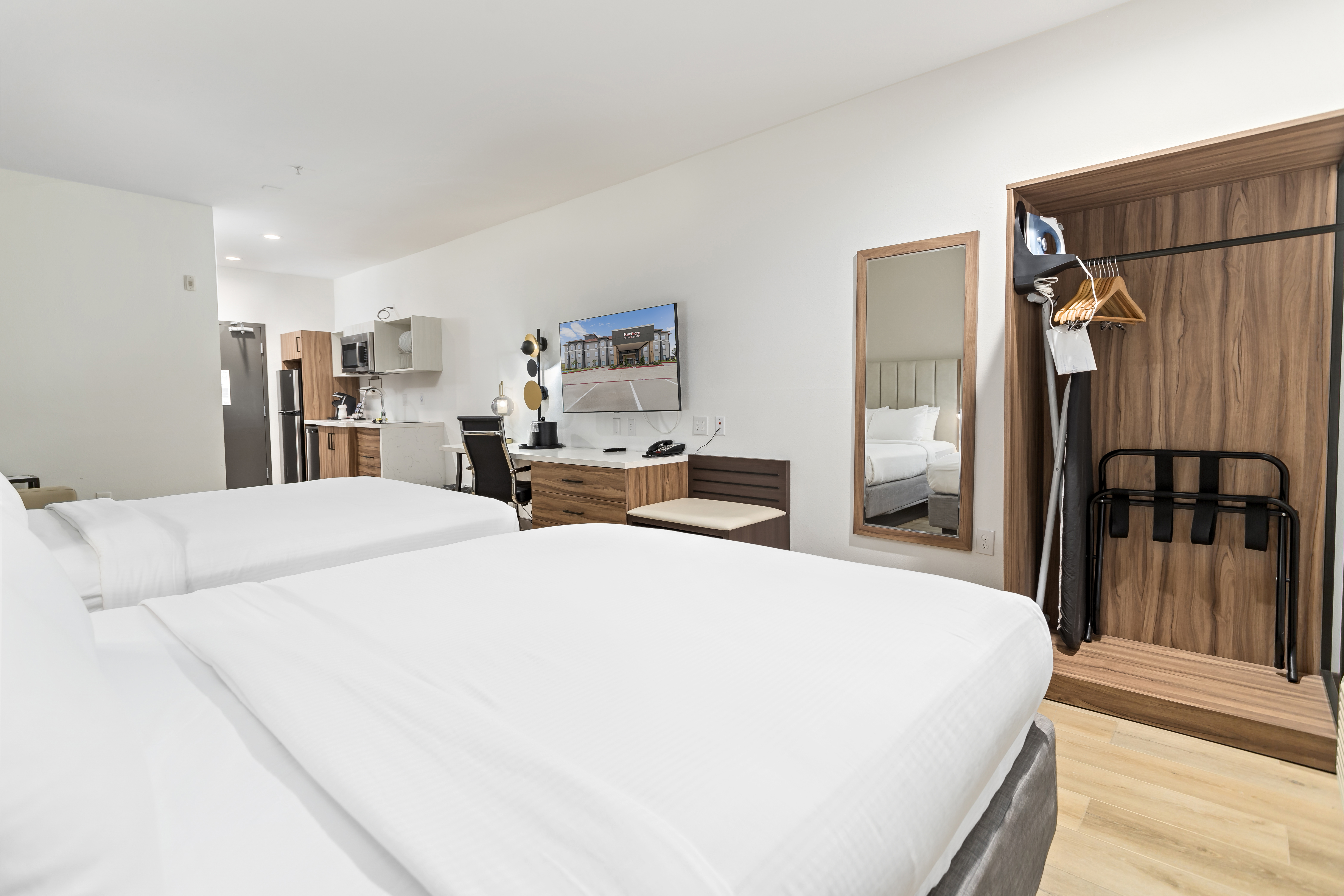 Guest room at the Hawthorn Extended Stay by Wyndham Port Arthur in Port Arthur, Texas