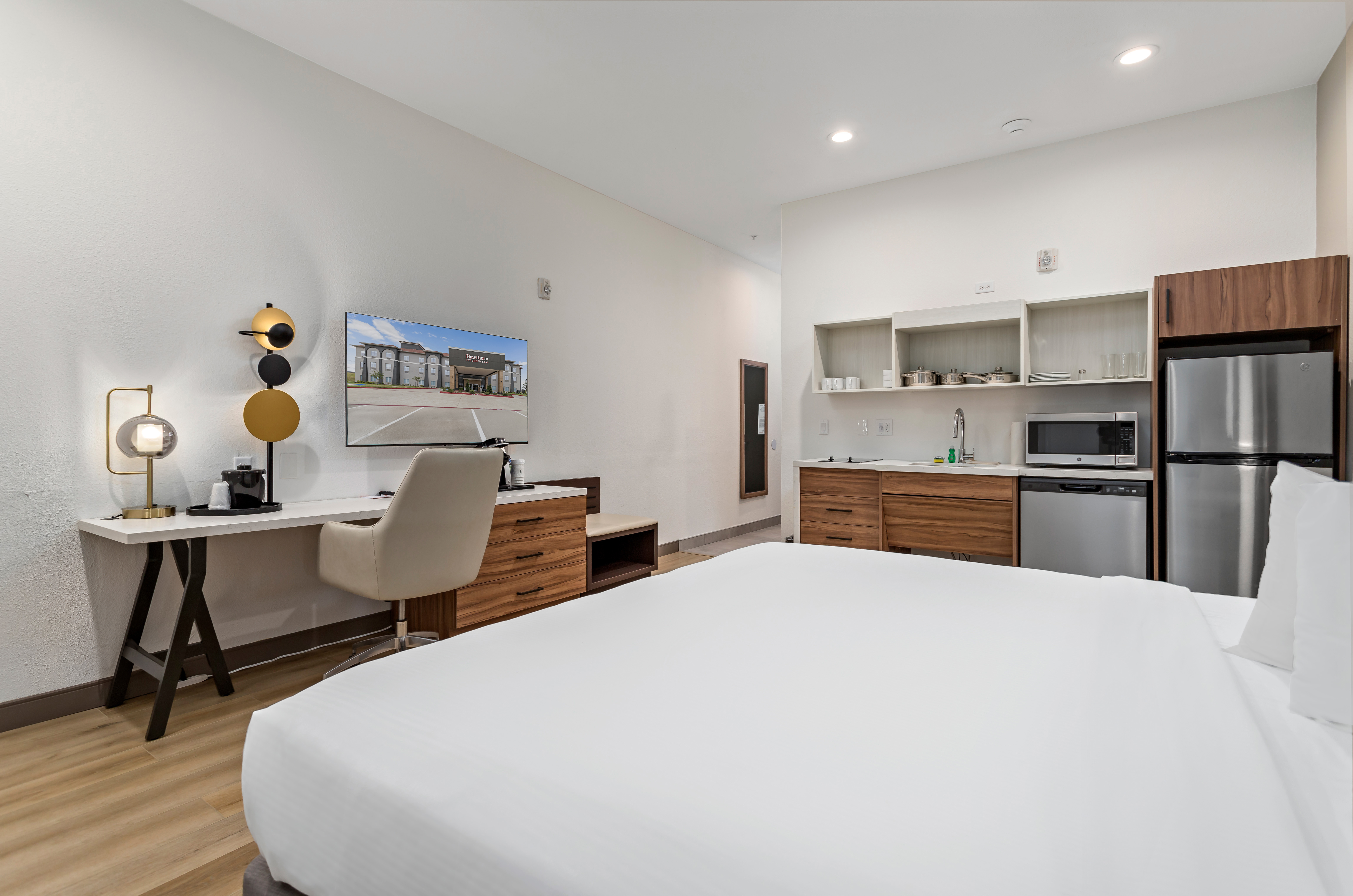 Guest room at the Hawthorn Extended Stay by Wyndham Port Arthur in Port Arthur, Texas