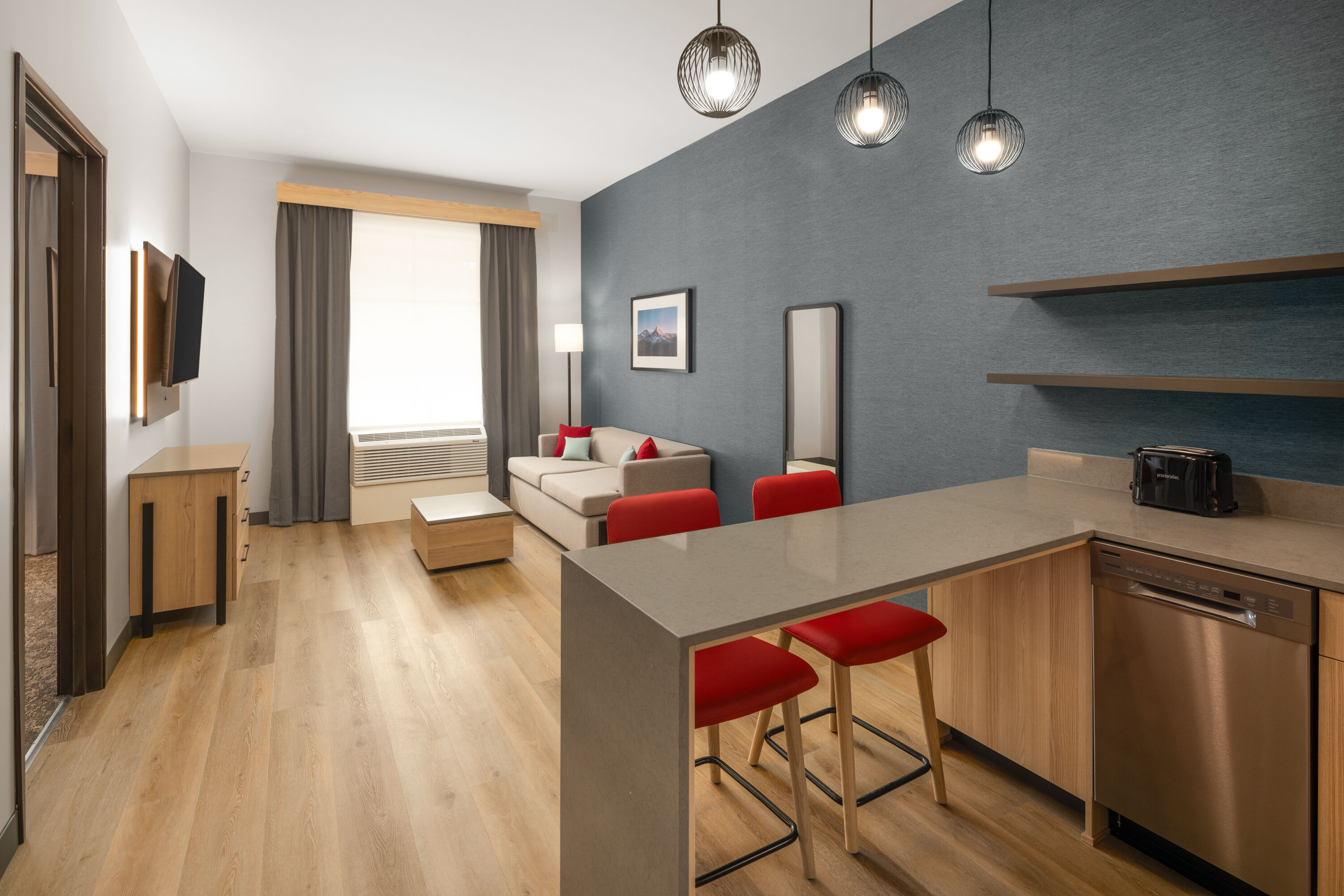 Guest room at the Hawthorn Extended Stay by Wyndham Leavenworth in Leavenworth, Washington