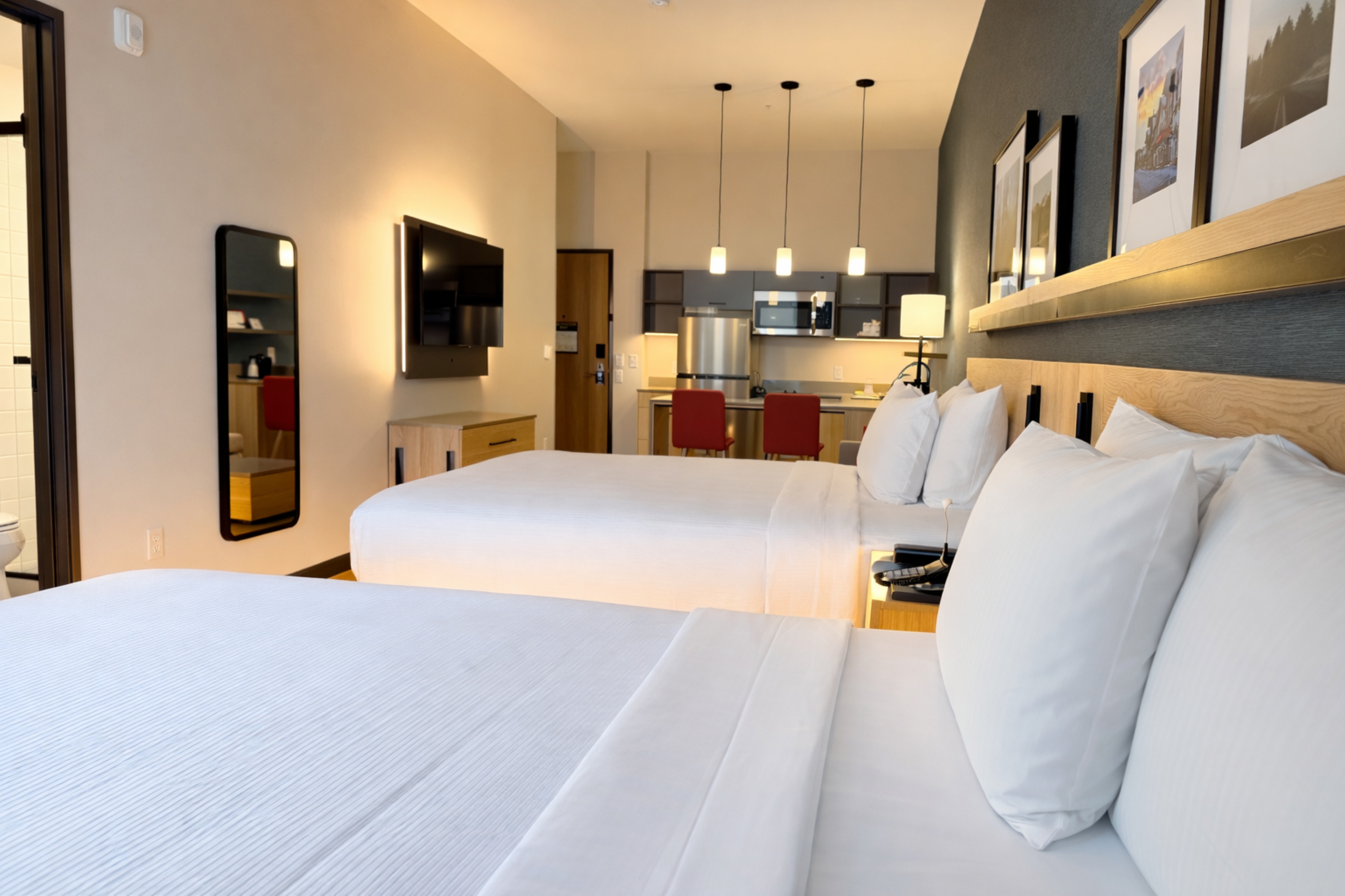 Guest room at the Hawthorn Extended Stay by Wyndham Leavenworth in Leavenworth, Washington