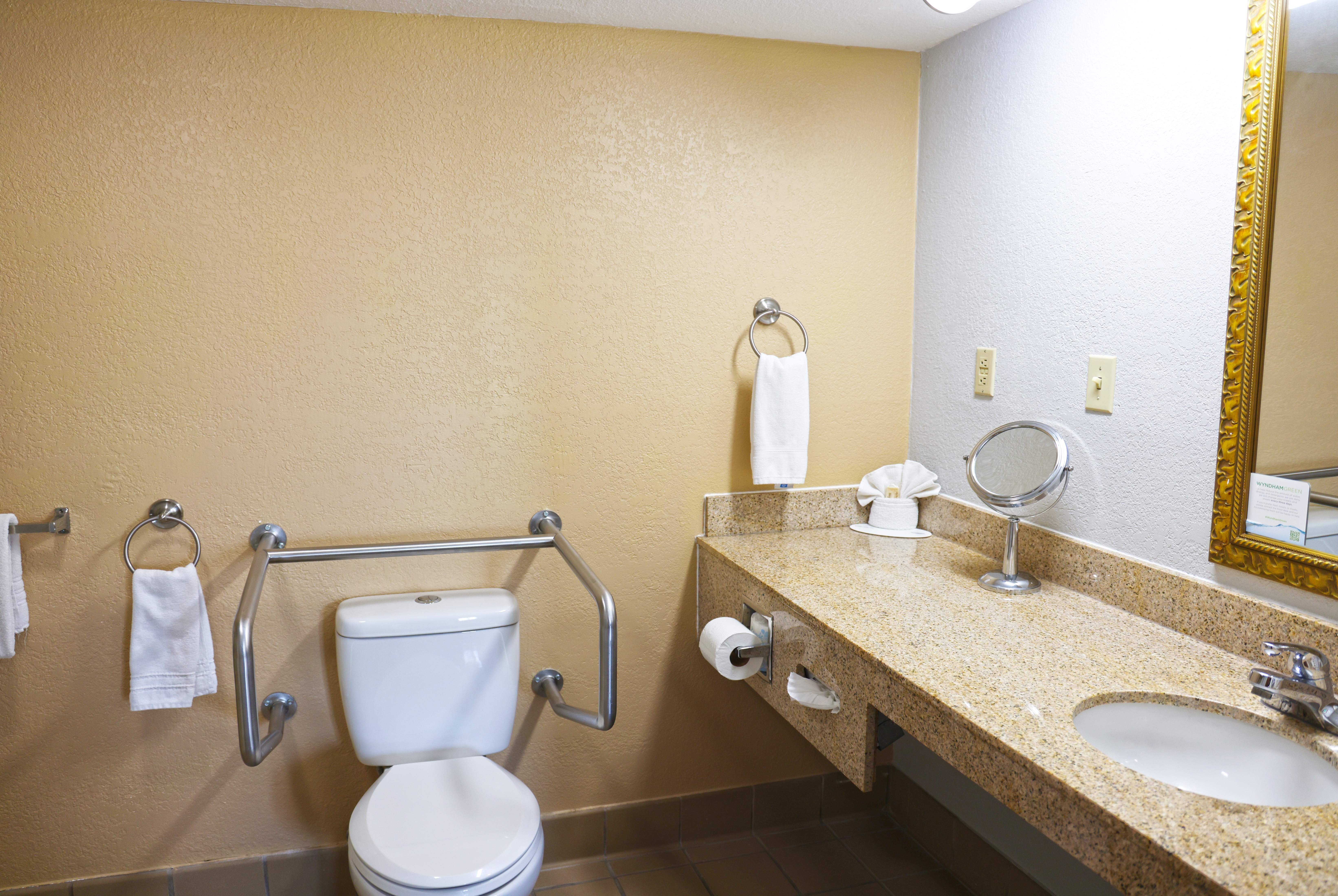 Guest room bath at the Baymont by Wyndham Barstow Historic Route 66 in Barstow, California