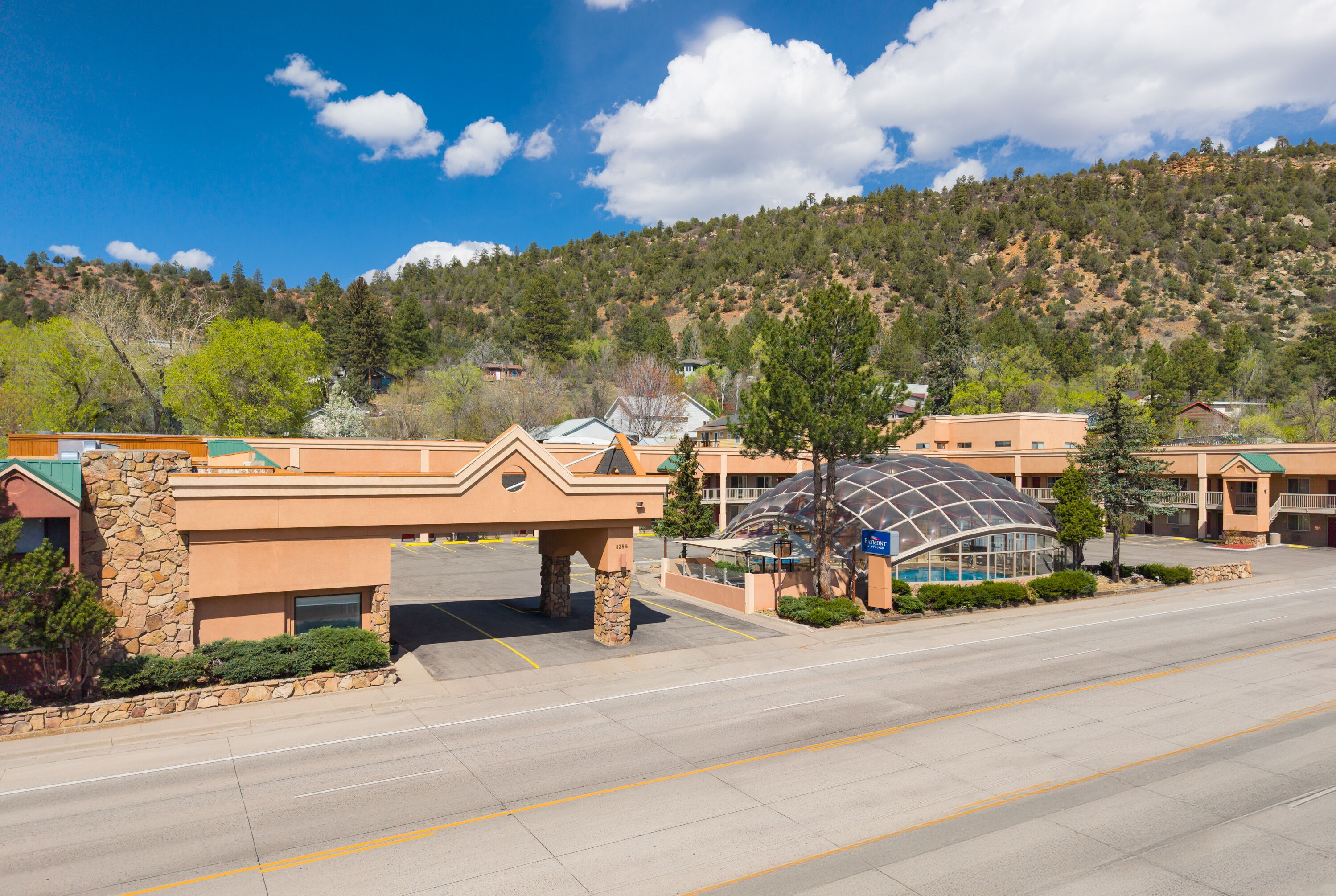 Aerial View of Baymont by Wyndham Durango hotel in Durango, Colorado