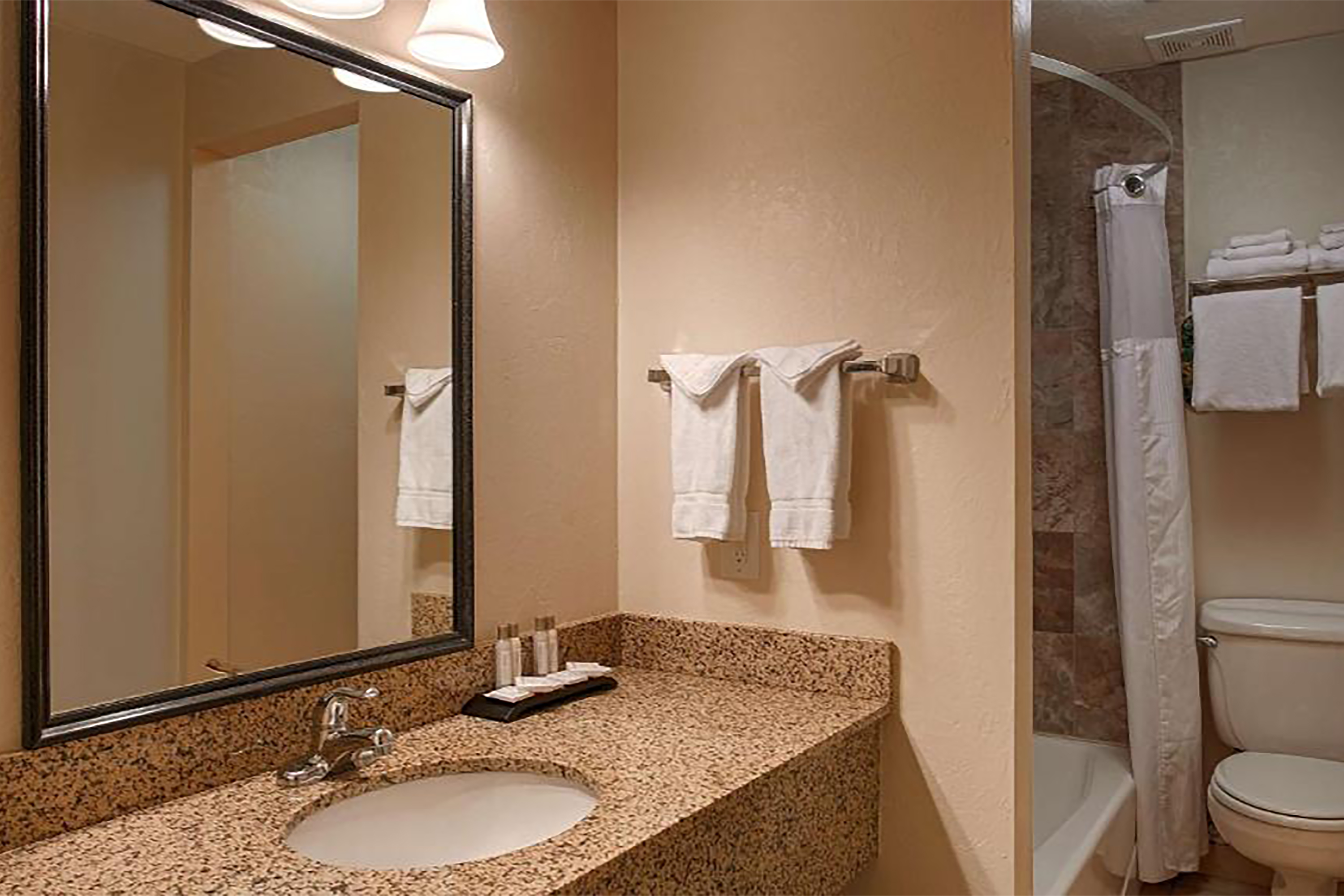 Guest room bath at the Baymont by Wyndham Durango in Durango, Colorado