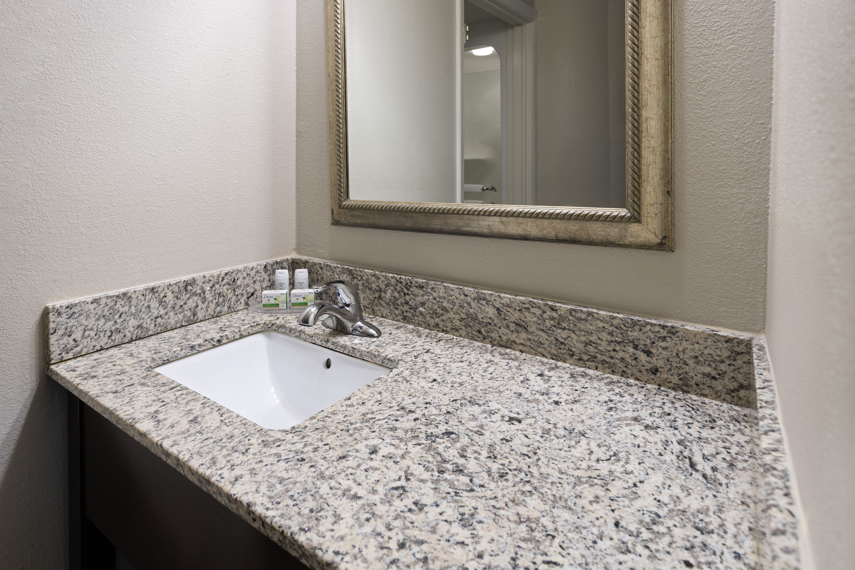 Guest room bath at the Baymont by Wyndham Newark I-95 at University of Delaware in Newark, Delaware